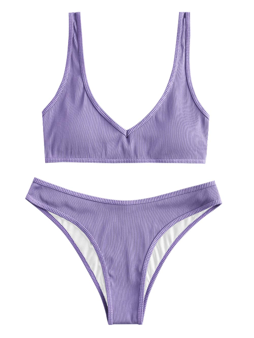 ZAFUL Bikini de Dos Piezas para Mujer, Acolchado, Estampado de Leopardo, Estampado de corazón, Corte Alto, Sexy, bañador para Verano