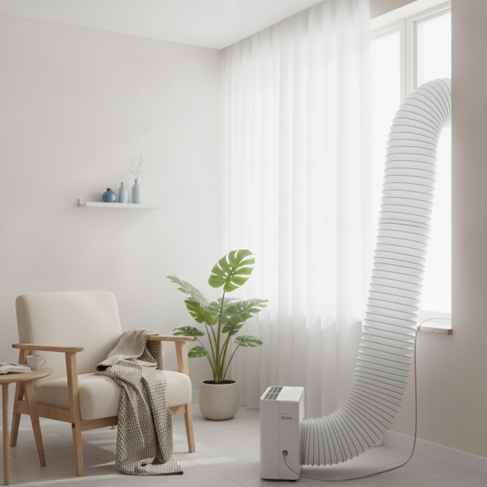 Condotto ’ Condizionata Estensibile con Rinforzi a Nervature per Canalizzare il Calore Fuori Dall’ambiente Adatto per Soggiorno Studio Negozio Magazzino, 5 Metri, Diametro 150mm