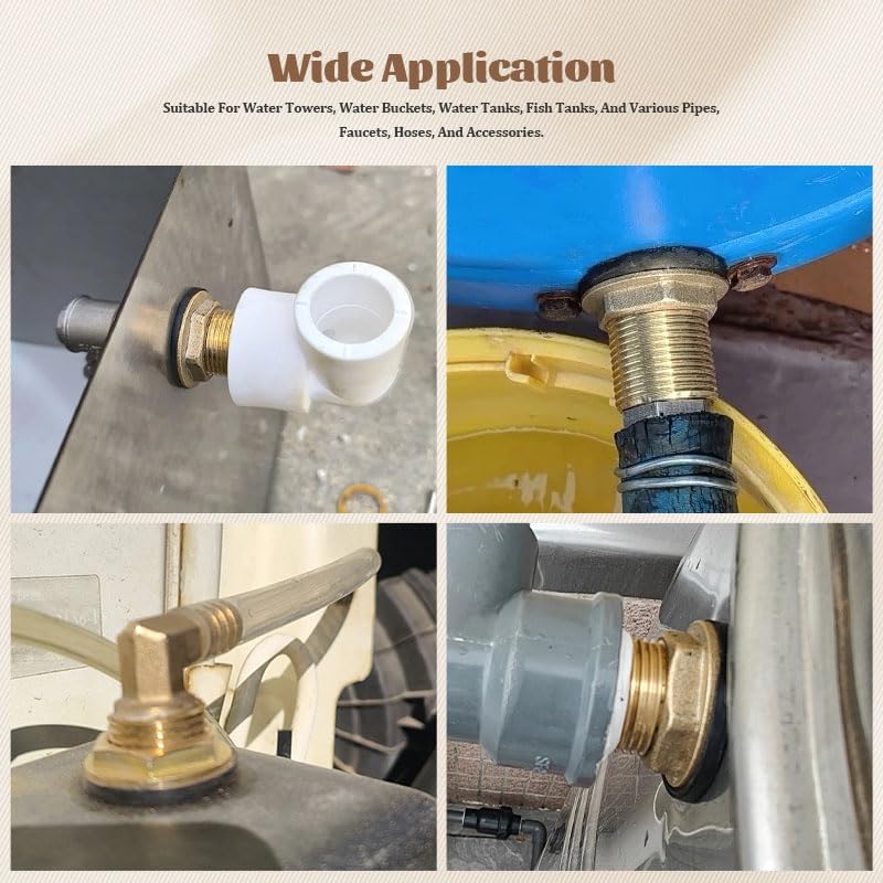 1 PCS Water Tank Connector, Brass 1 Inch to 3/4 Inch BSP | with Rubber Ring Sealing to Prevent Leakage and Solve The Problem of Water Tank Pipeline Connection. Suitable for Rainwater