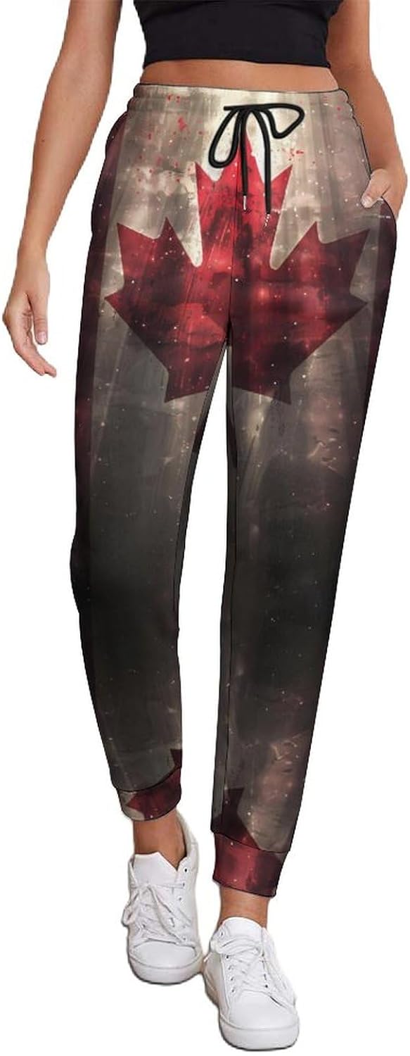 Canada Flag Light Rays Soft Women's Sweatpants Novelty Running Joggers Pants Lounge Wear