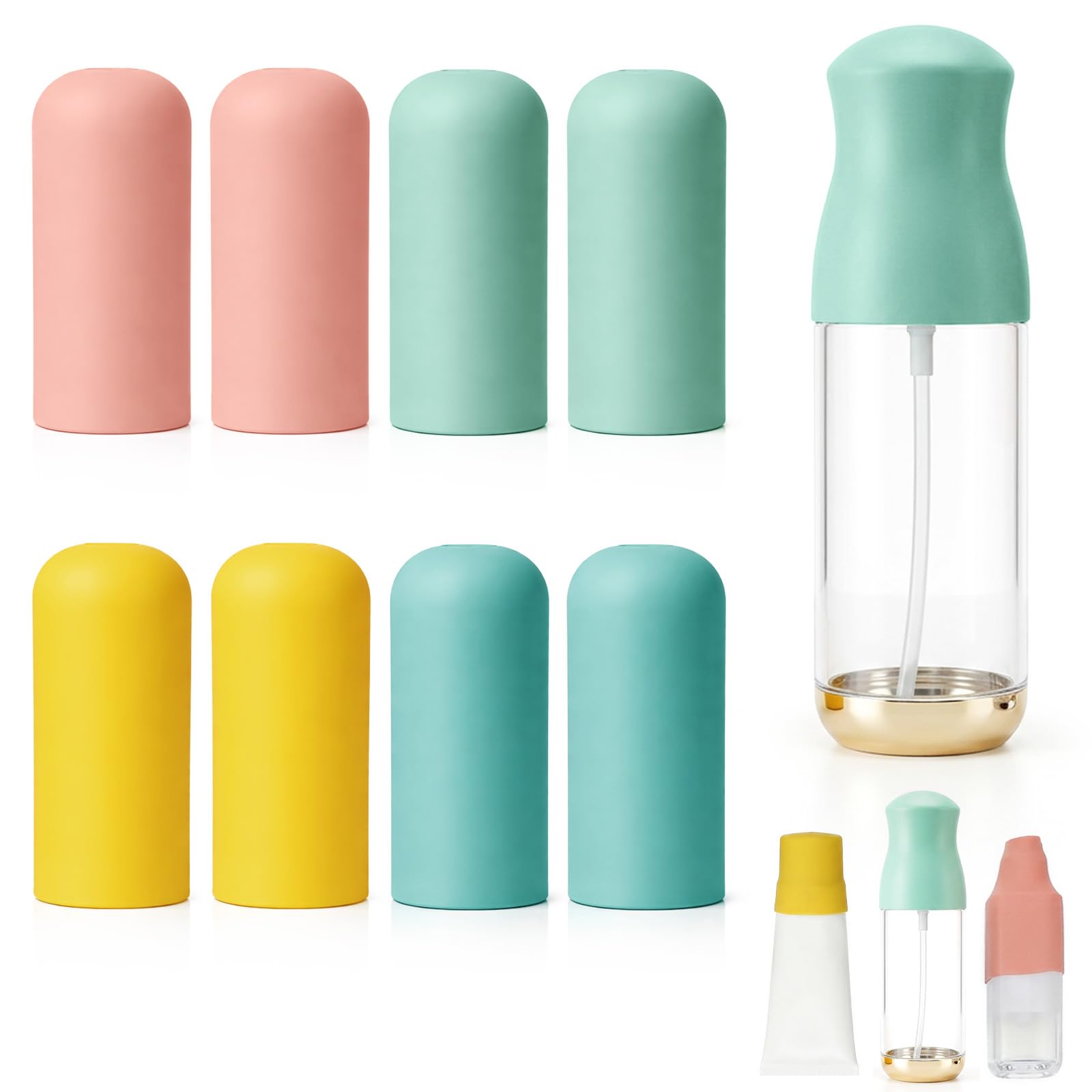 Tyqour 8 Pack Travel Bottle Covers Leak Proof for Women Men, Bottle Covers for Travel, Silicone Covers for Travel Toiletries, Cruise Ship Essentials 2026 Leak Proofing Elastic Sleeves