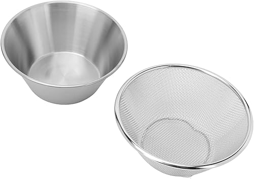 Miniatura 1 de Juego de cuencos de colador de acero inoxidable, cuencos para mezclar tazón de lavado de arroz, colador de alimentos, cesta de lavado de frutas y