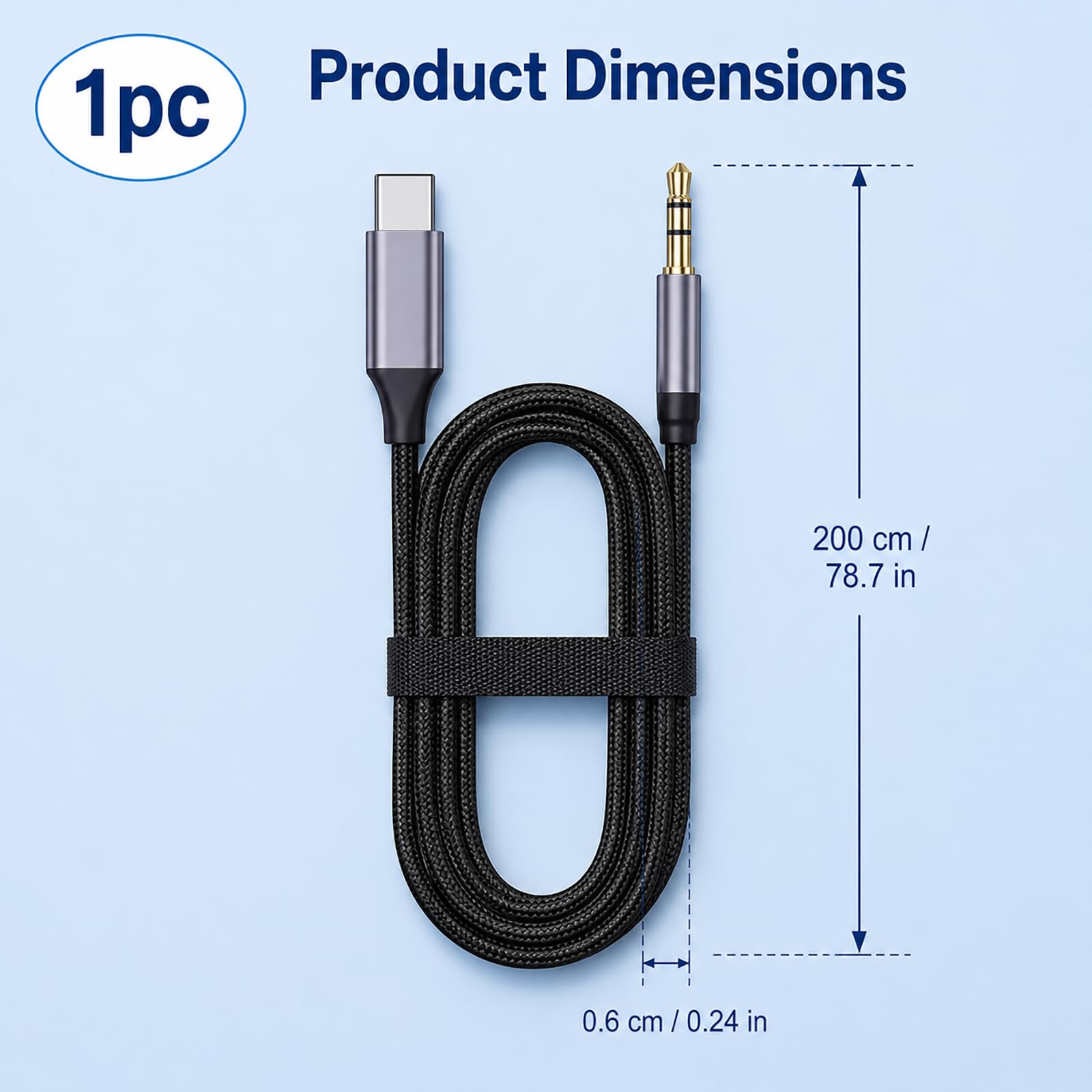USB C auf AUX Kabel, USB C auf 3,5 mm Klinke Kabel Audio 2 M mit DAC Chip, Typ C auf AUX Adapter für Autoradio Lautsprecher Kopfhörer Stereoanlagen und Geräte mit USB C Anschluss Zuhause