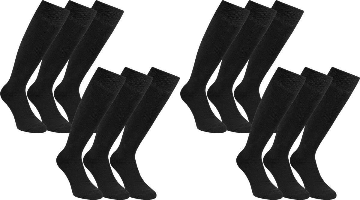RS. Harmony | Kniestrümpfe für Herren | Extra Qualität Kneehigh | 12 Paar | schwarz | 39-42