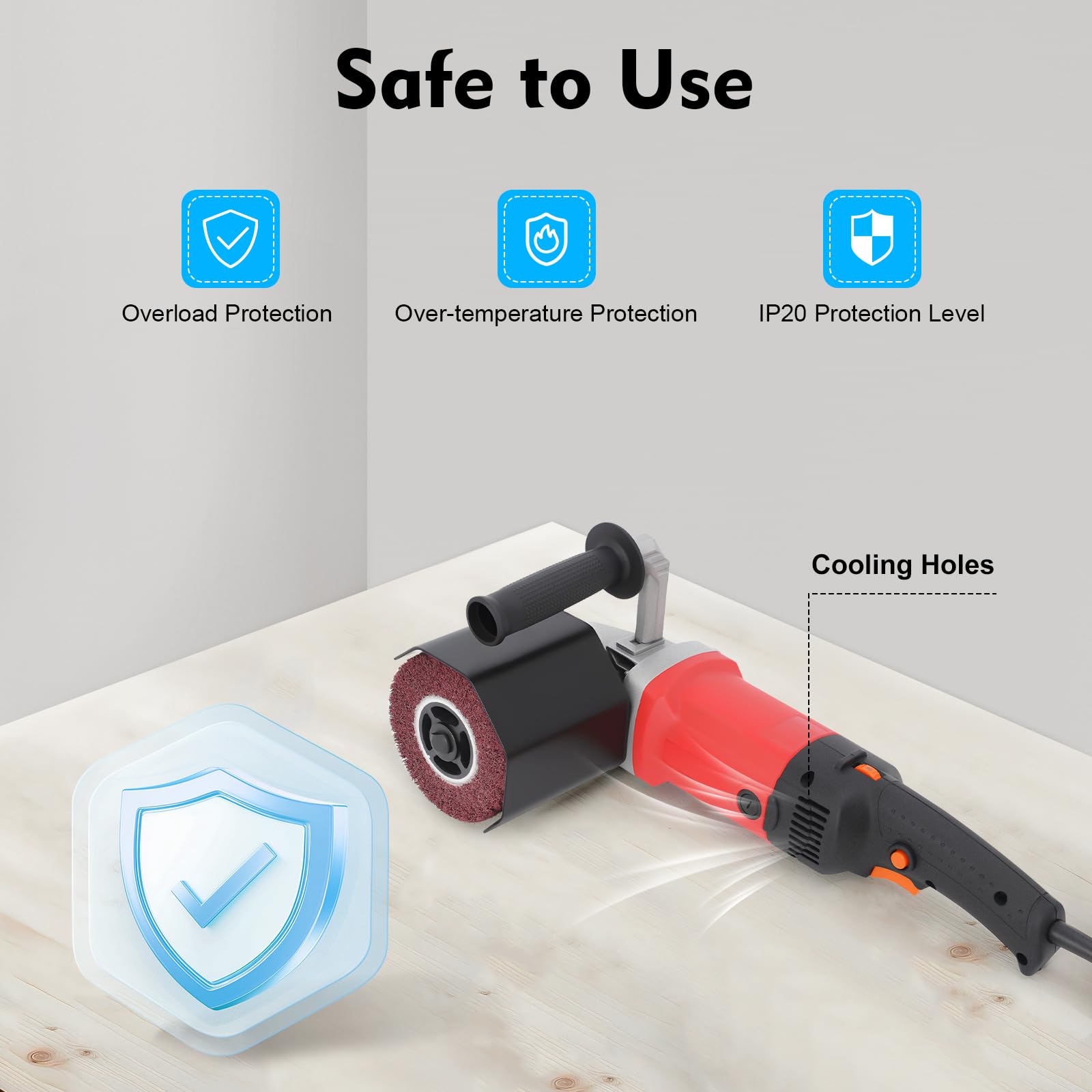 MINRS Lijadora, Satén 1580W con protección contra sobrecarga, lijadora de cepillo para renovar superficies de todo tipo, velocidad de rotación variable, gracias al mango ergonómico con