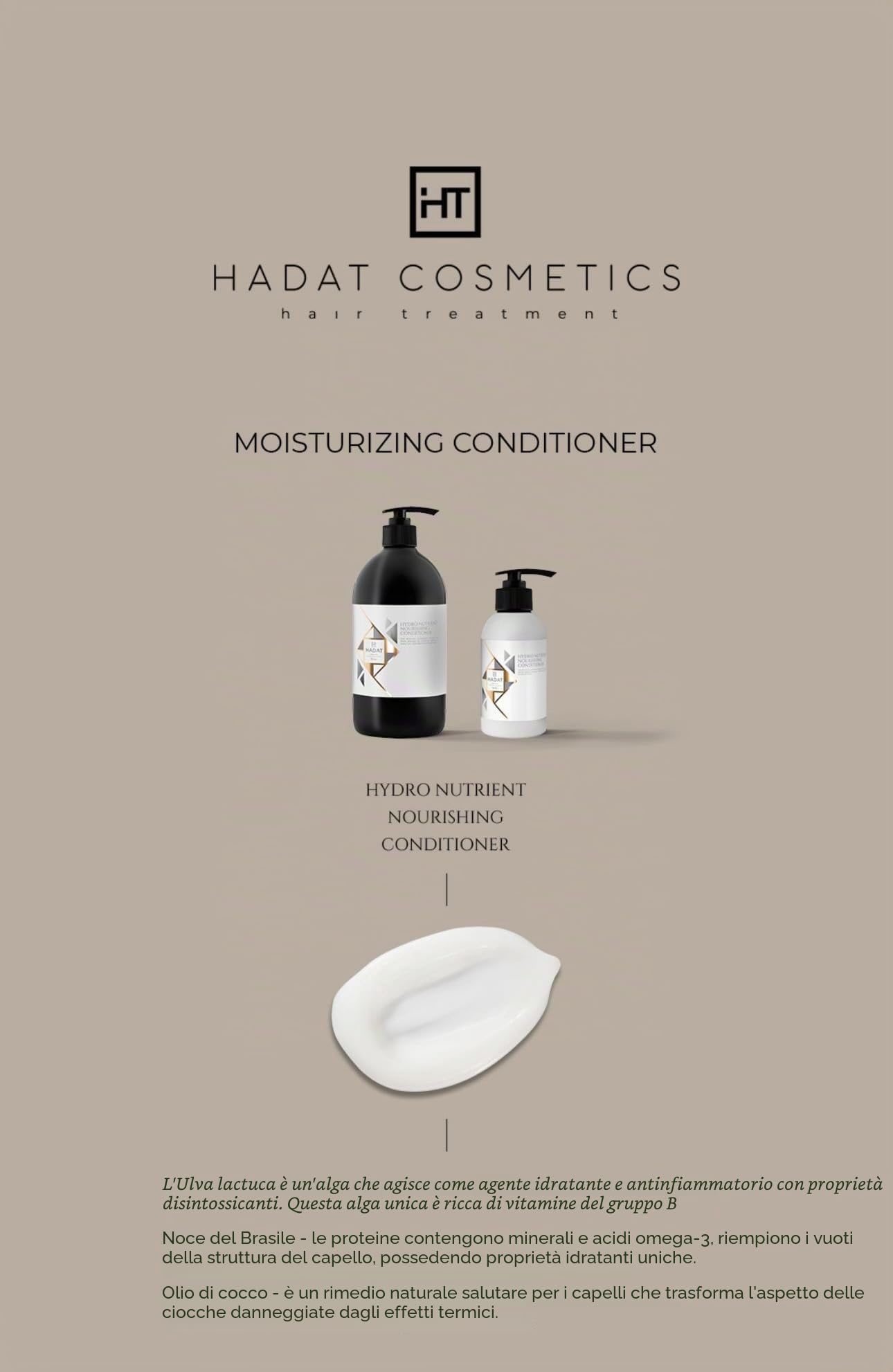 HADAT Cosmetics balsamo per capelli (800 ml) per la cura dei capelli - trattamento emolliente e idratante per capelli secchi e danneggiati, capelli idratanti profondi, lucentezza