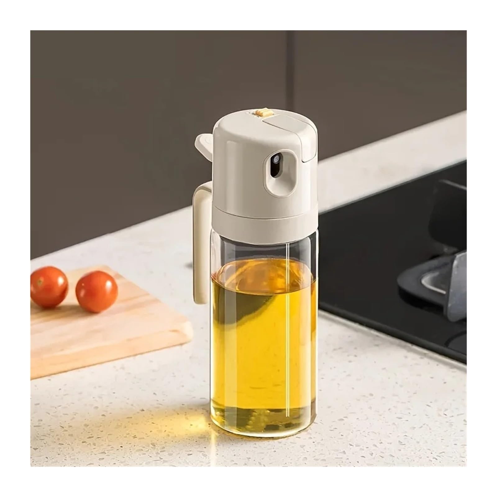 Olspruhflasche, 2-in-1 Spender und Ausgießer | Glasflasche fur Olive, Essig, Kochen, Backen und Kuche(2pcs)