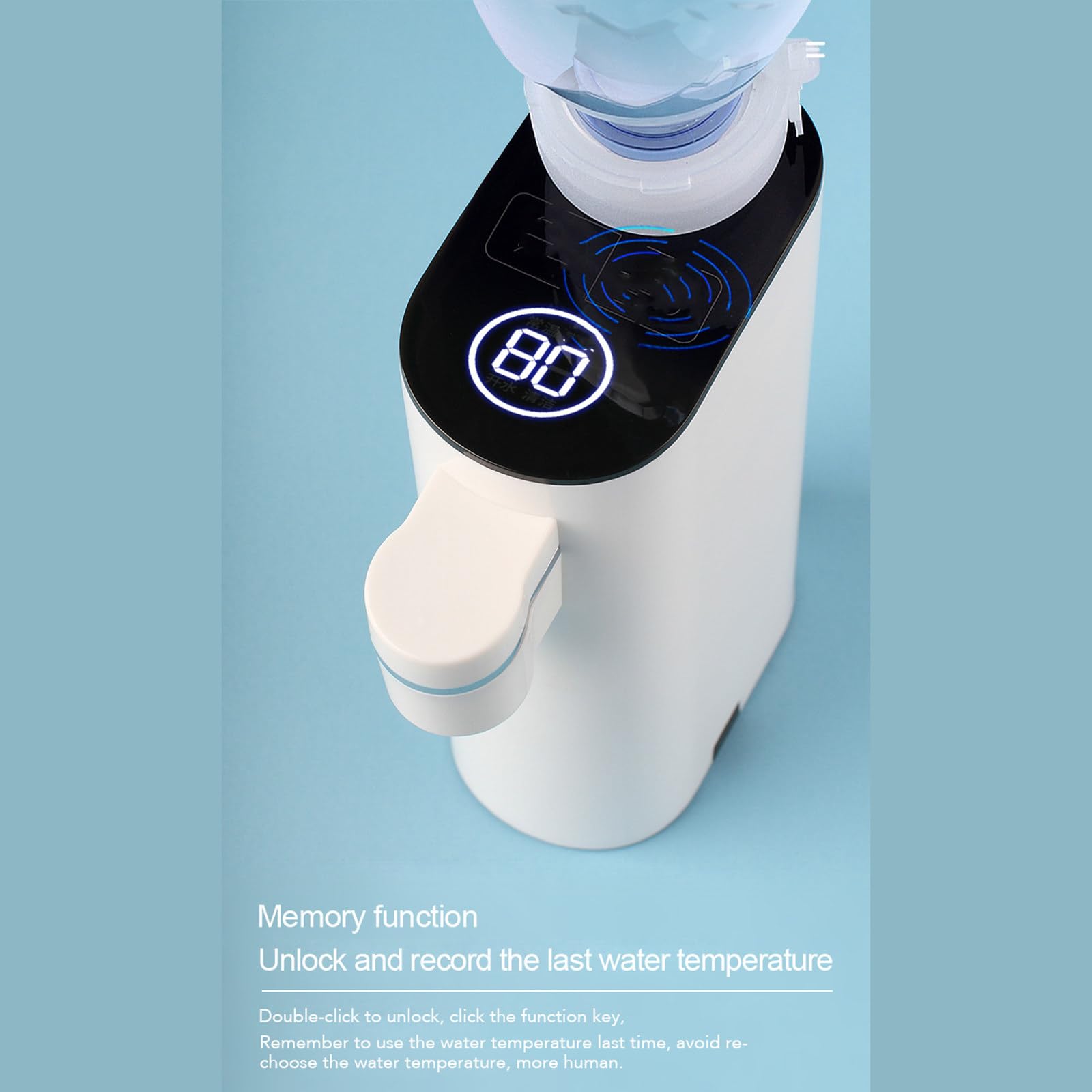 Mini-Wasserspender, elektrischer Durchlauferhitzer, Flaschen-Wärmewasserpumpe, tragbar, 3 s, schnelle Heizung, für Reisen und Zuhause,White