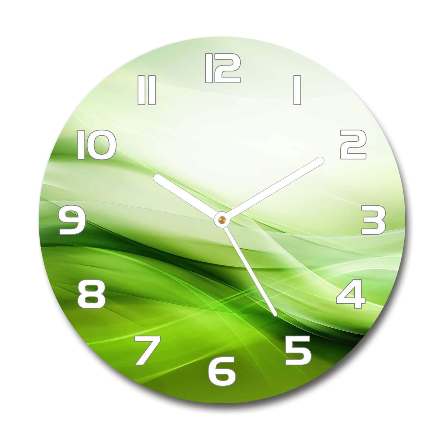 Horloge en verre de sécurité Tulup 30cm, design haut de gamme aux vagues vertes