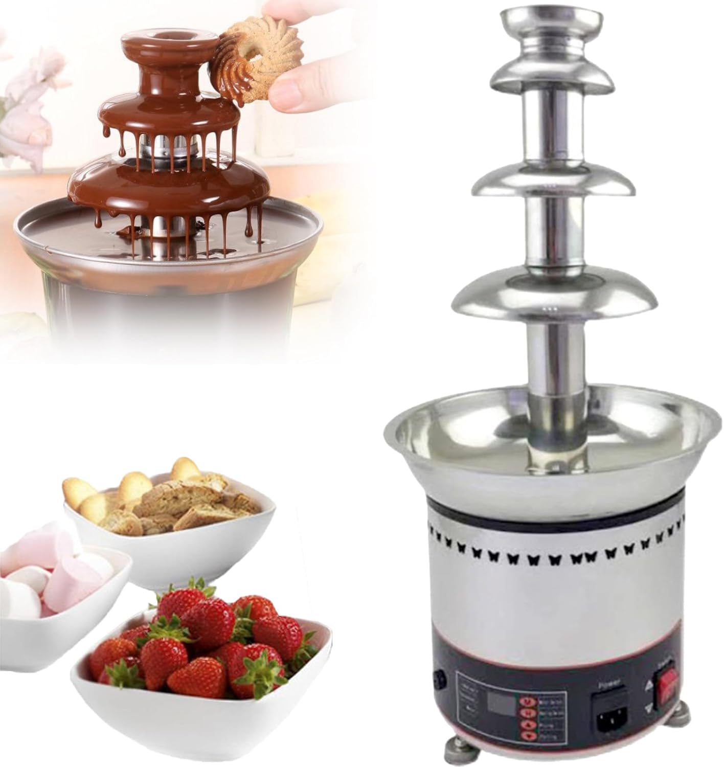 Digital Multi-Tier Chocolate Fondue Fountain Machine - Perfect for Hot Chocolate & Cheese Melting with Adjustable Temperature Control for Parties & Events