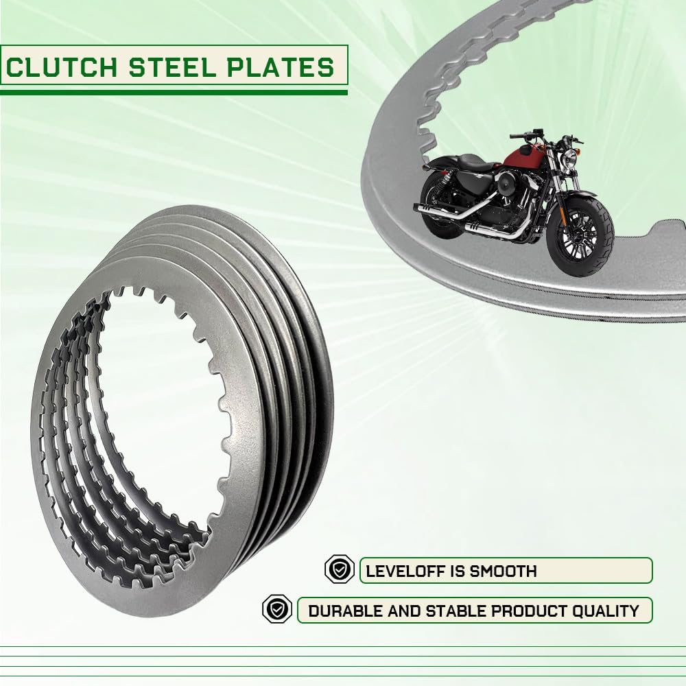 Clutch Steel Plate & Clutch Friction Plates Kit Compatible with Sportster 1200 Sportster 883 Seventy Two Iron 883 Iron 1200 Forty Eight Roadster