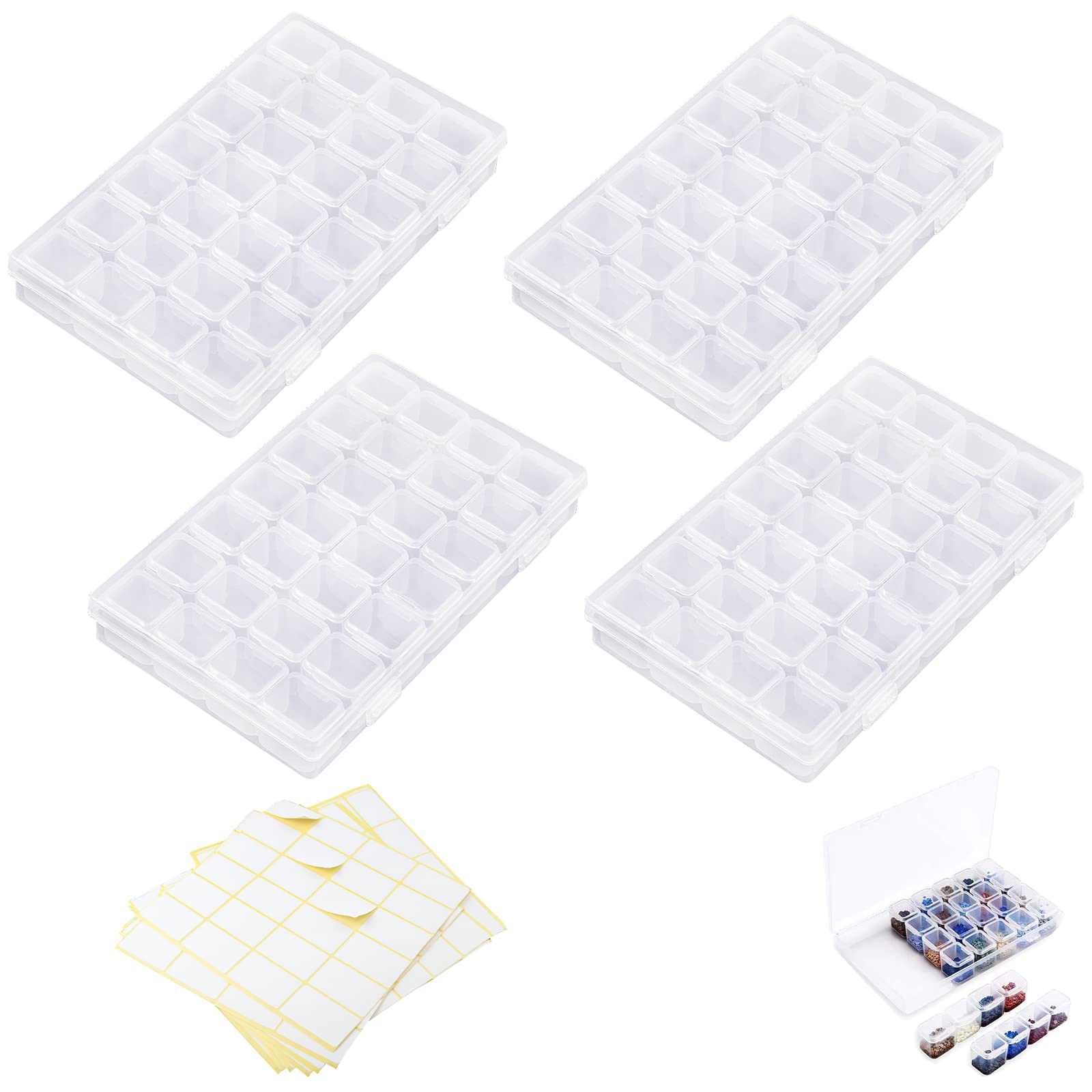 Organizer Perline Ricamo Scatola Organizer Per Diamond Painting - 28 Scomparti Trasparenti, 2 Pezzi Organizer Plastica - 12