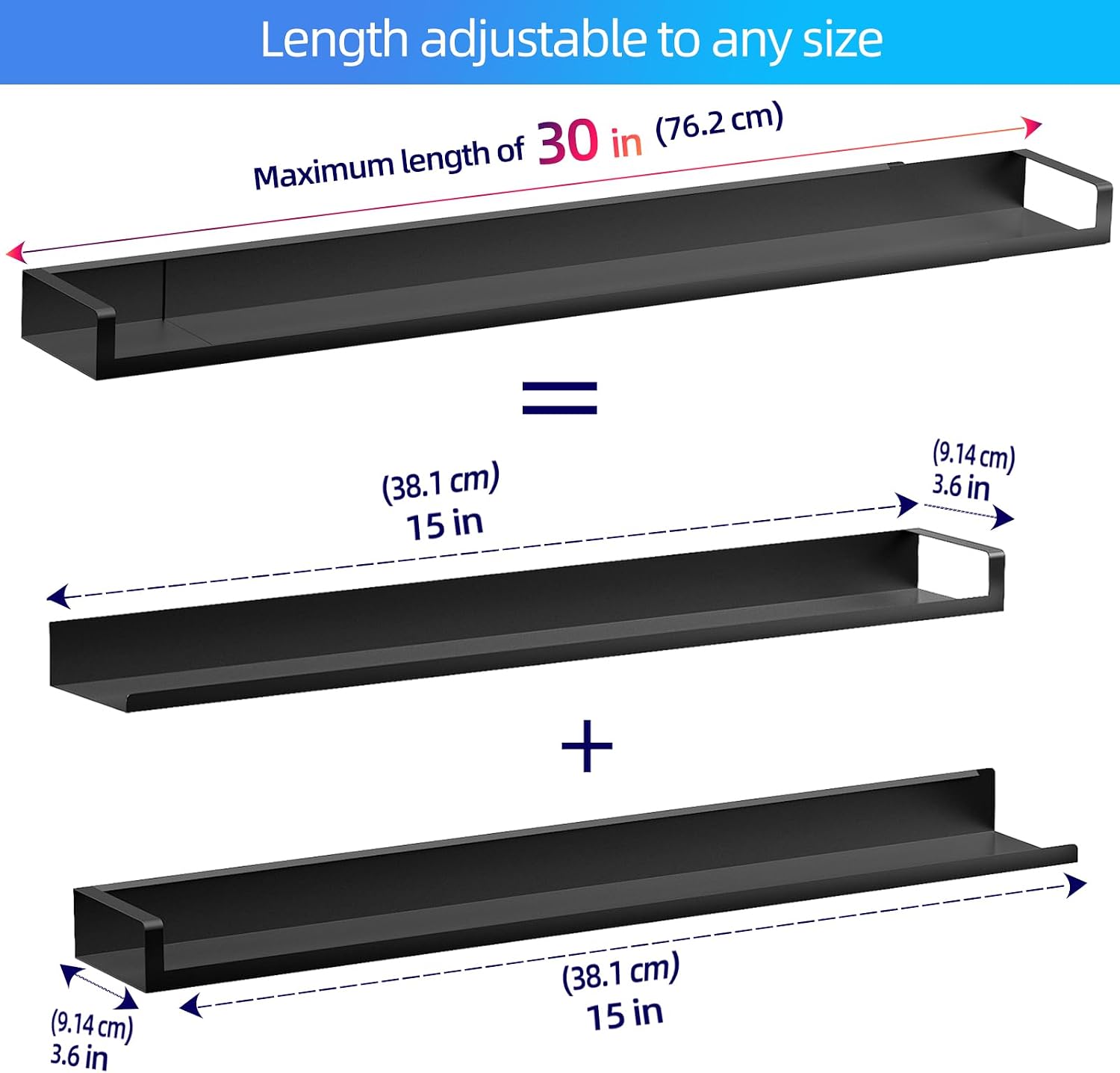 4X Strong Magnetic Stove Top Shelf, Adjustable 15-30 Inches, Matte Black