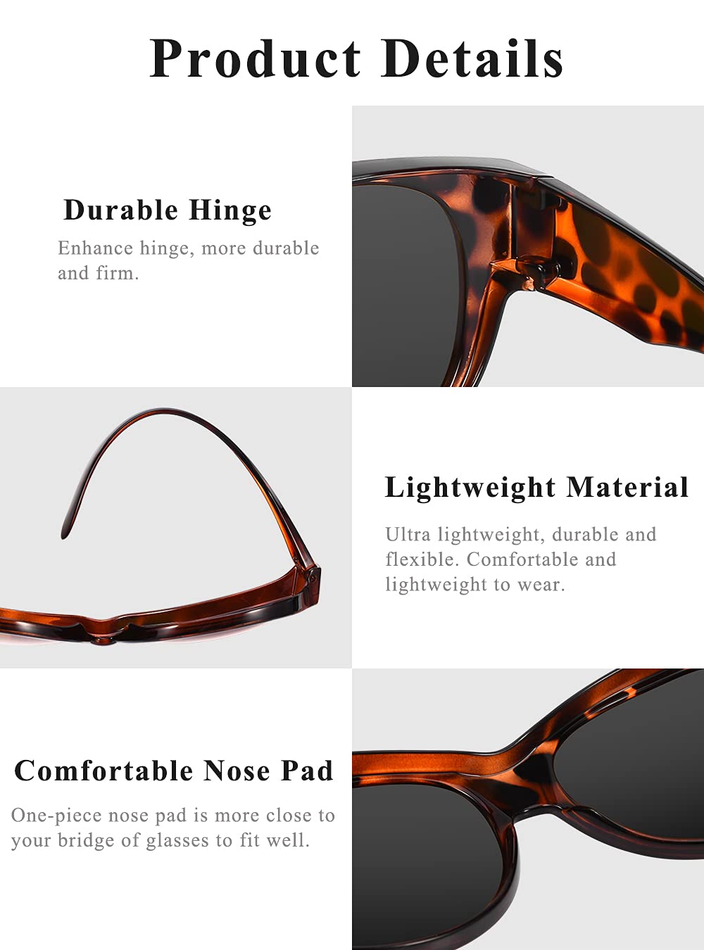 Polarized Fit Over Sunglasses for Glasses Wearers, Lightweight Cat Eye Amazon.com: Leoidou Polarized Sunglasses Fit Over Glasses  main image 4