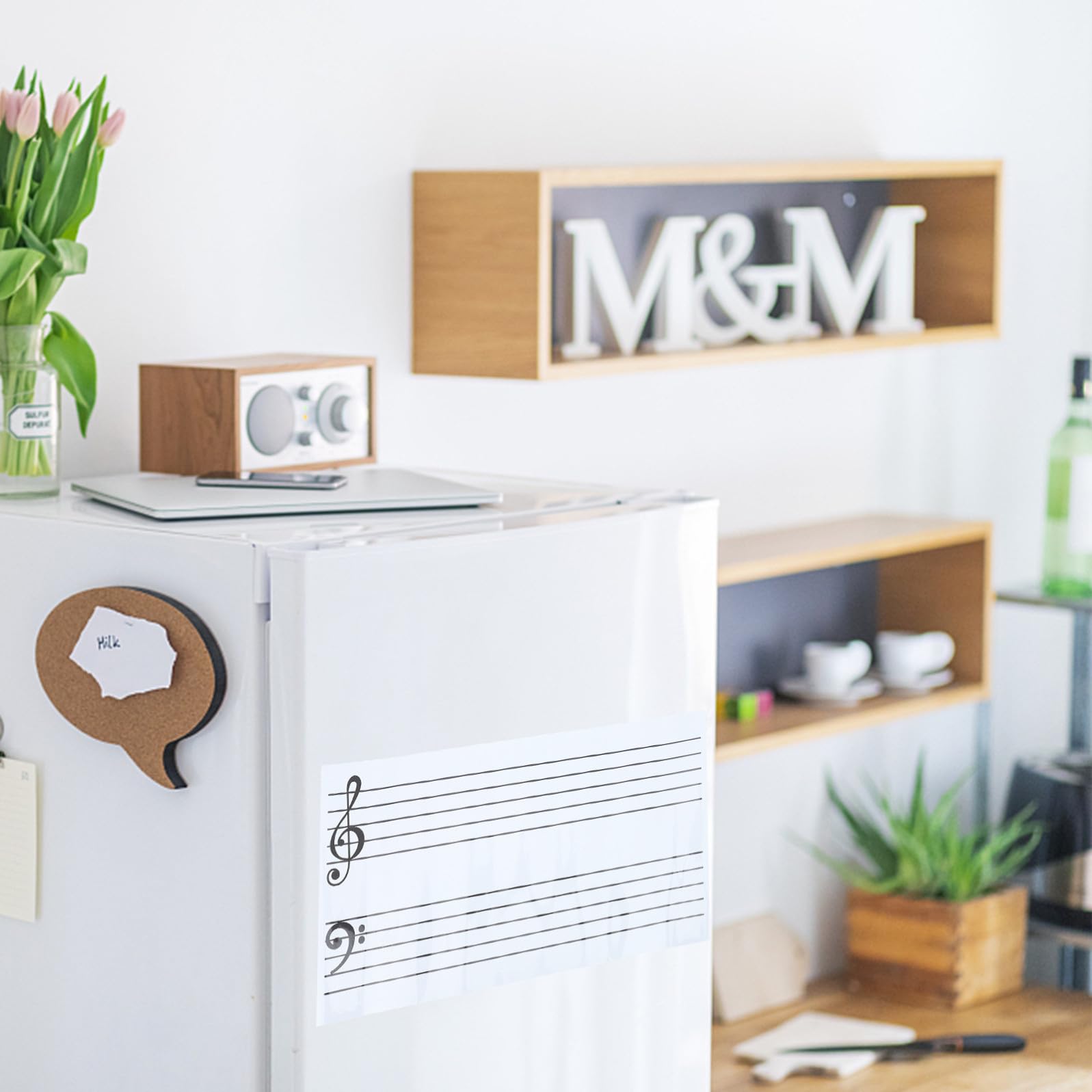 Alasum Adesivi Musicali Magnetici Note per Lavagna Bianca, Pvc Leggero e Scrivibile, per Insegnamento Musicale e Performance