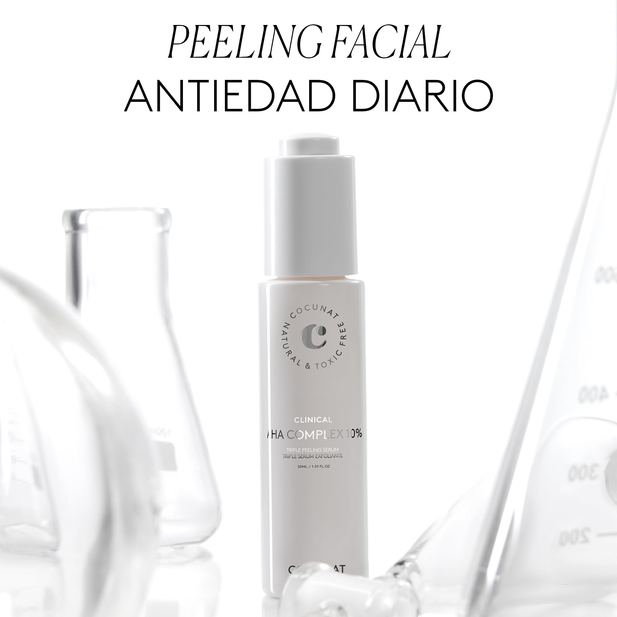 COCUNAT Triple Sérum Exfoliante AHA COMPLEX 10% Peeling Antiedad 30ml | Peeling facial diario con Ácidos Glicólico, Mandélico y Láctico. Renueva la piel y reduce arrugas y manchas.