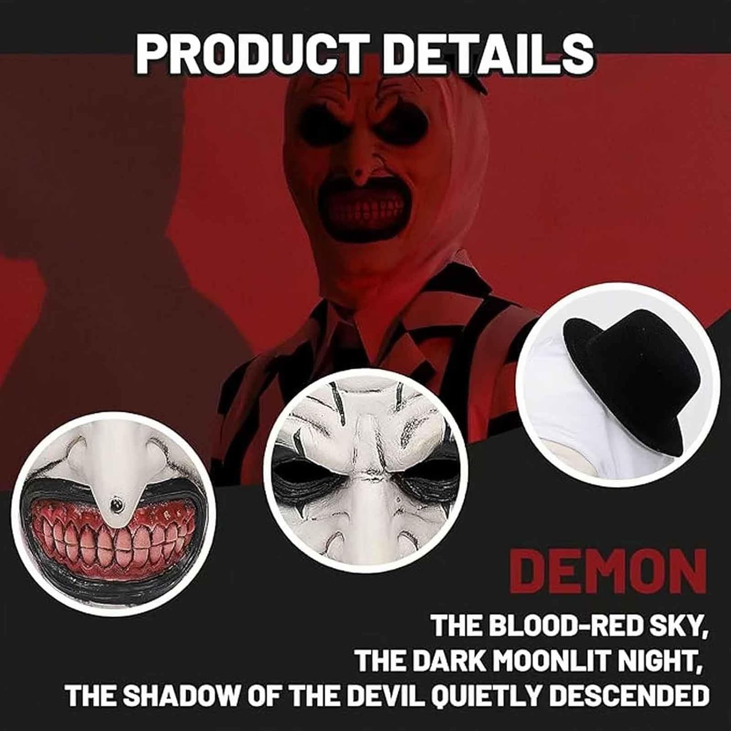 Terrifiers Costume Art Clown Cosplay Jumpsuit the Killer Clown Bodysuit Halloween Outfit，Horror Masks, Perfect for Halloween Disguise Parties - Image 6