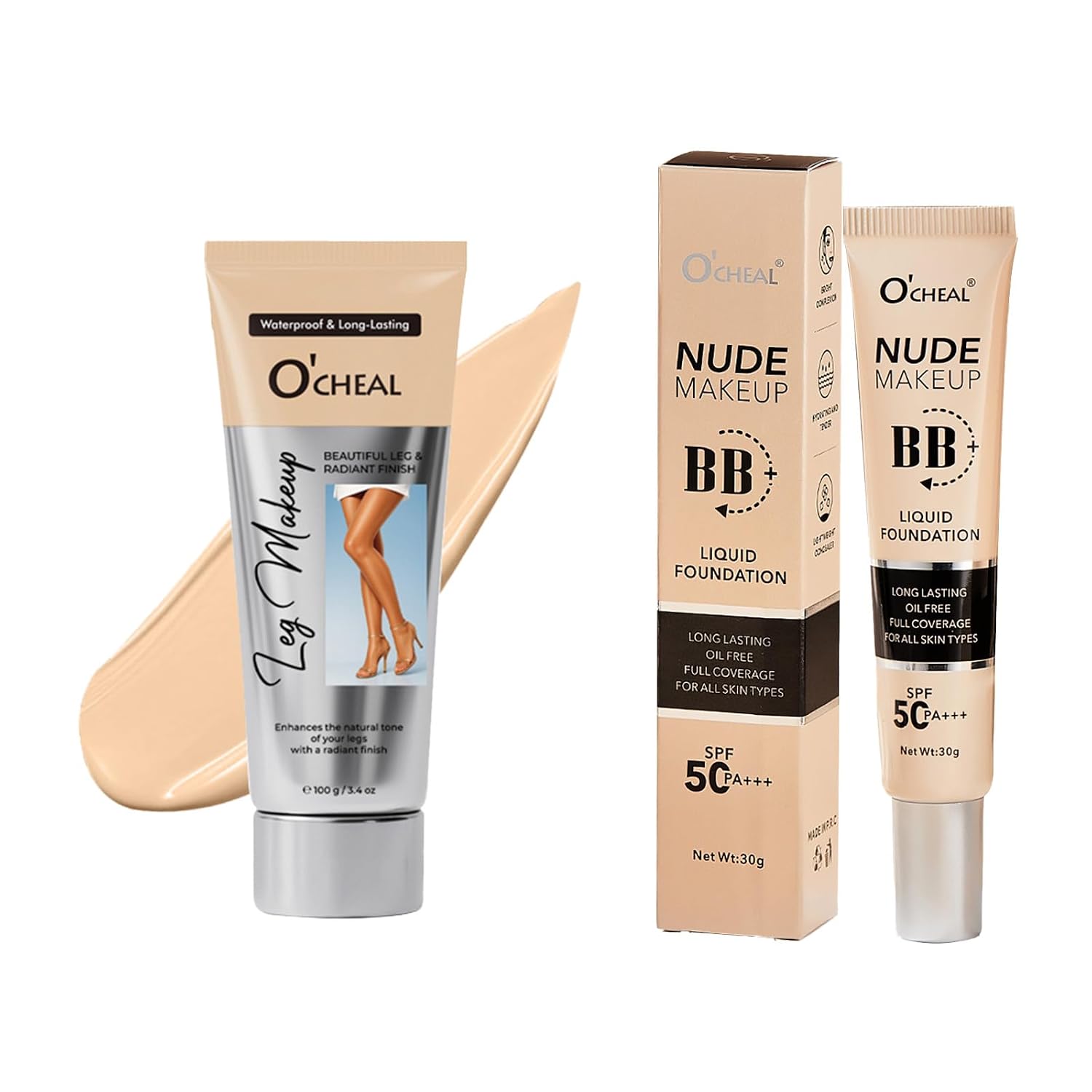 O’CHEAL Waterproof Leg Makeup Cream No Transfer Full Coverage BB Cream with SPF 50+