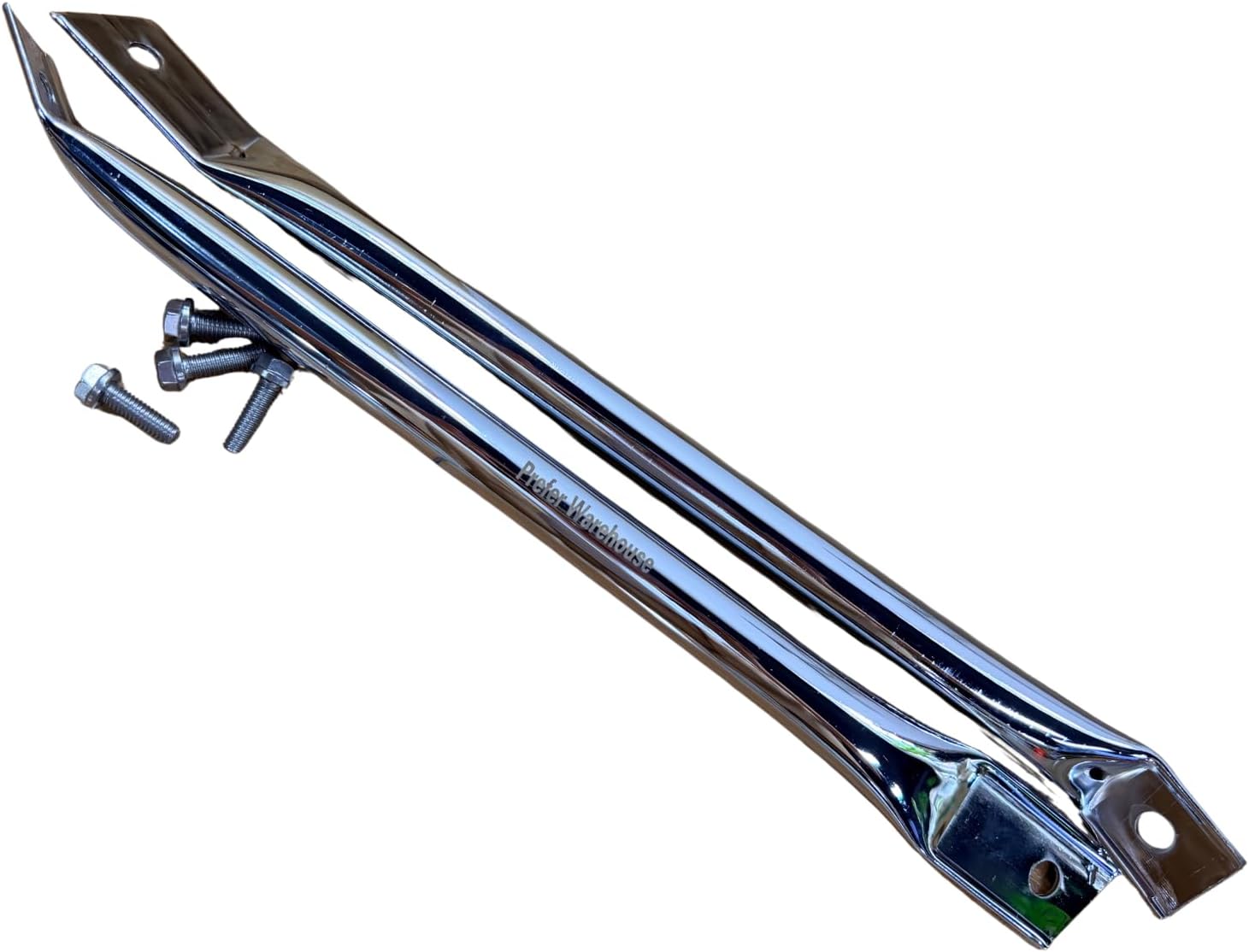 Set of 2 Chrome Steel Fender to Radiator Lift Support Bars Left and Right With Mounting Bolts Kit Compatible With Chevrolet Chevy Camaro Z28 Hot Rods 1970-1981