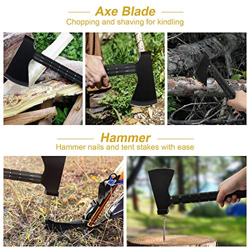 Yeacool Camping Hatchet, Survival Axe, with Sharpener, Sheath, Tactical Axe Multitool, for Camping, Hiking, Survival, Hunting and Emergency - Thumbnail 4