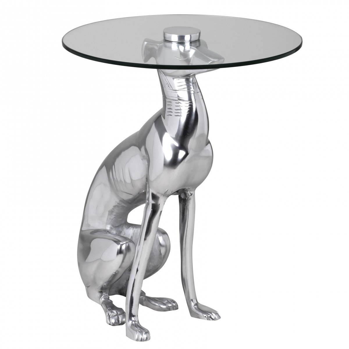 WOHNLING TableDesign Déco Argent Figure Dog Couleur Aluminium