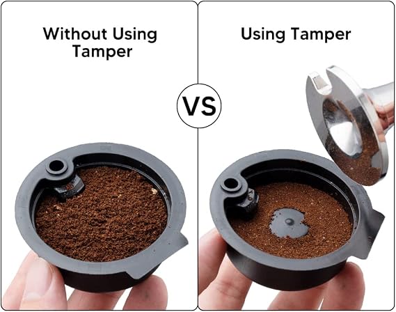 Reusable Coffee Capsules, Refillable Coffee Filte Compatible for Tassimo Machines,Coffee Pods with Reusable Lids (180ml+Tamper)