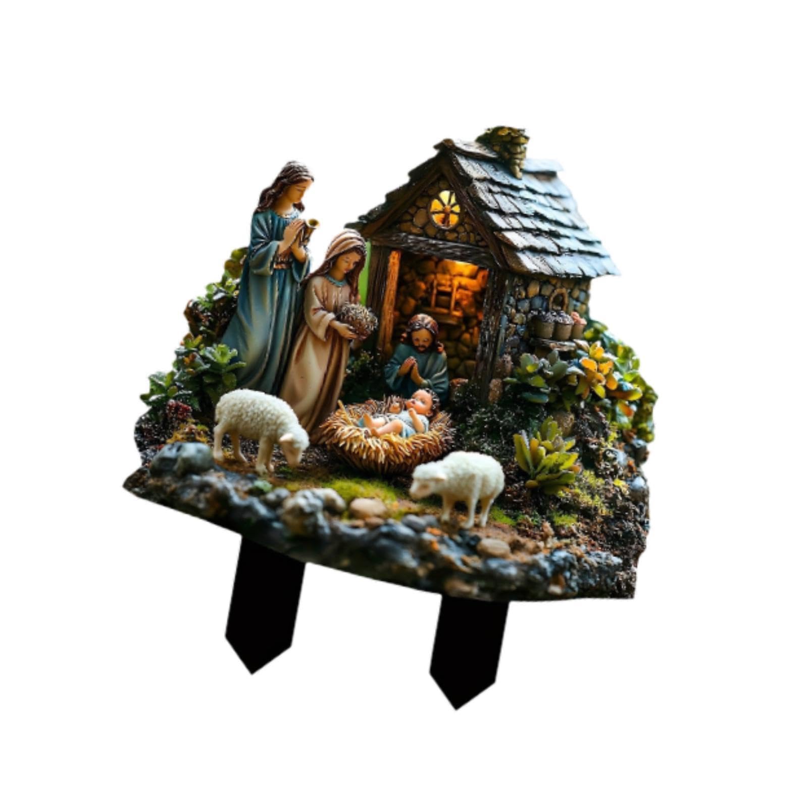 Menolana Nativity Scene Christmas Decoration Ornament Stakes Patio Lawn Festival Supplies Party Holidays Backyard Decorative Yard Sign