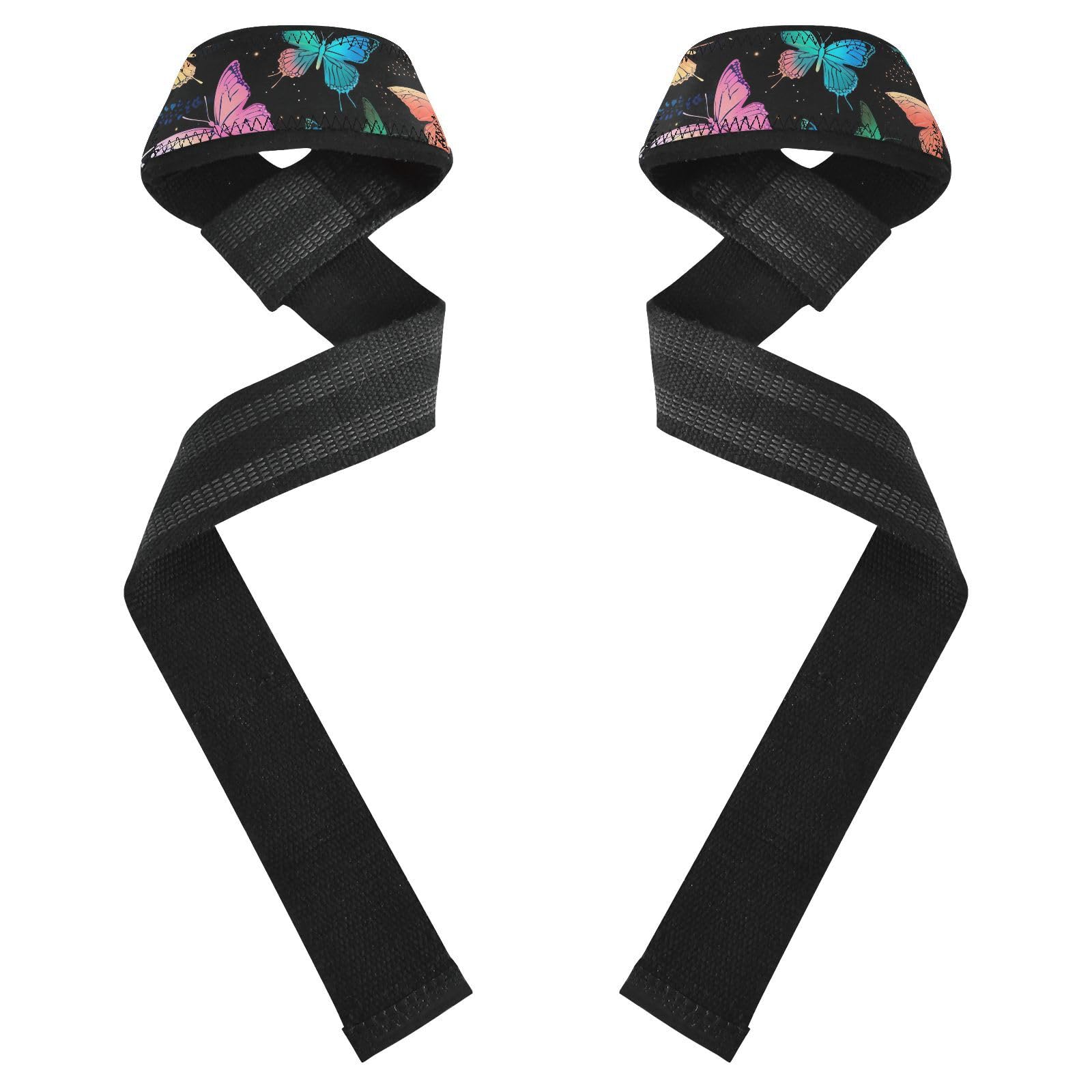 Nander Beautiful Butterfly Wrist Straps for Weightlifting,Lifting Straps with Neoprene Cushioned Wrist Padded and Anti-Skid Silicone for Strength Training,Bodybuilding,Deadlifting