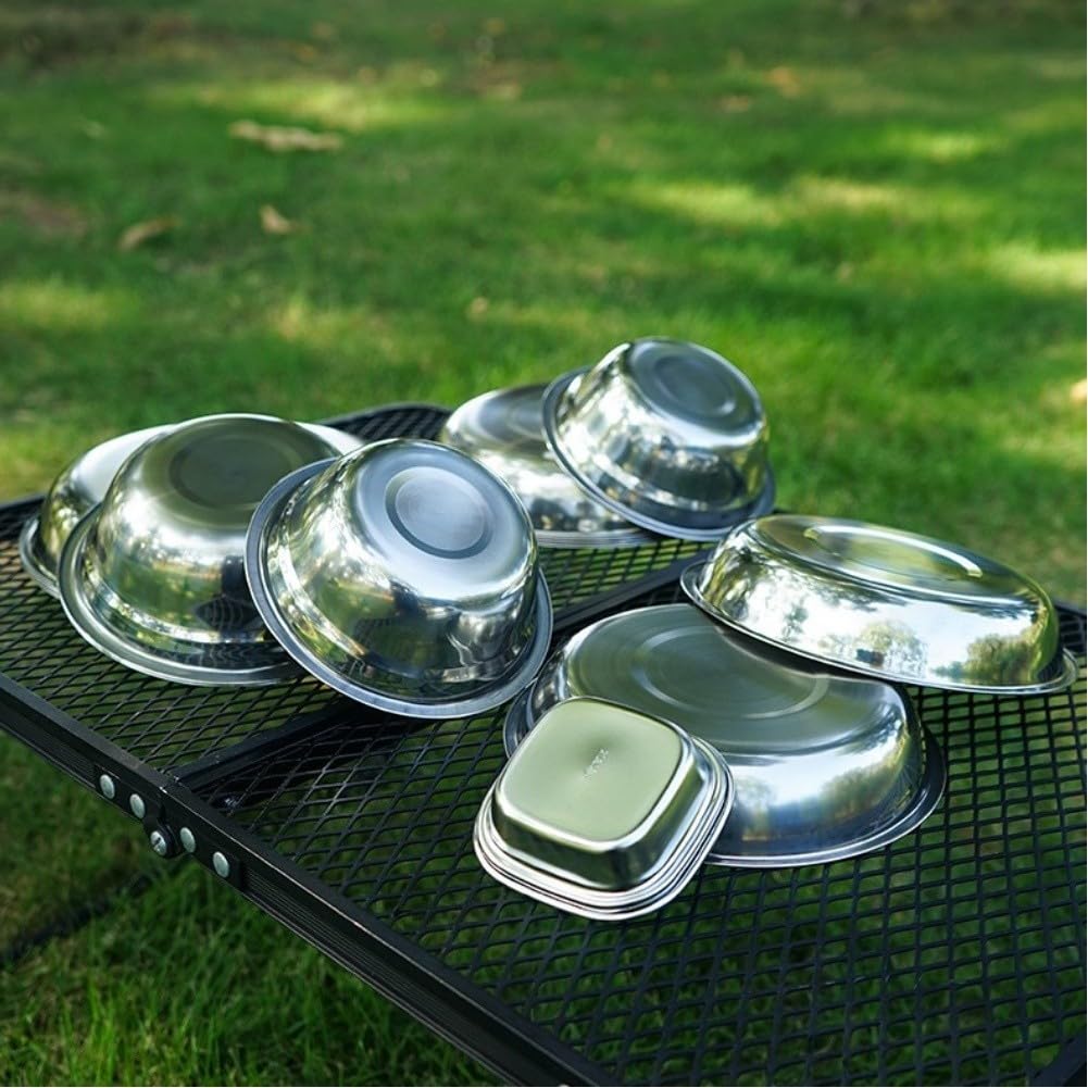 Set Stoviglie Acciaio 22 per Picnic Esterno Set Stoviglie Acciaio