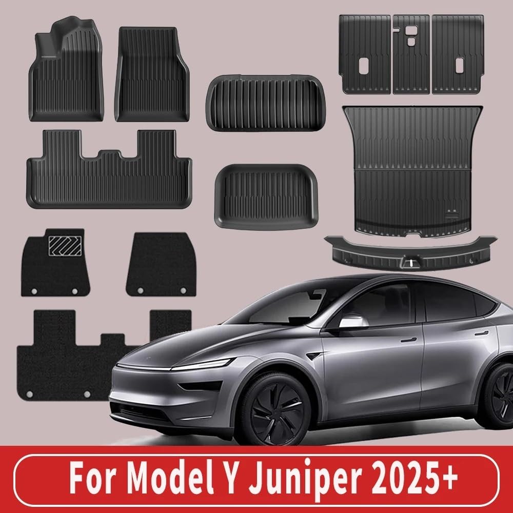 maty samochodowe dywanowe Pasuje do Tesla Y Launch 2025+ Juniper 2025+ maty podłogowe TPE i maty do wyłożenia bagażnika wykładzina