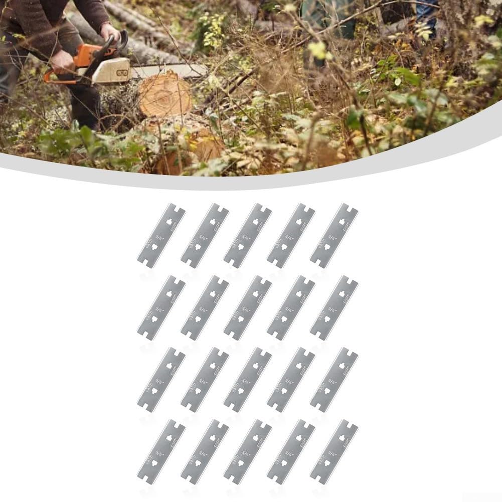 Set di 20 misuratori di profondità per motosega Husqvarna da 3/8 pollici modelli 73LP e 73VL, parte di ricambio in acciaio inossidabile 5056981-01N resistente all'usura