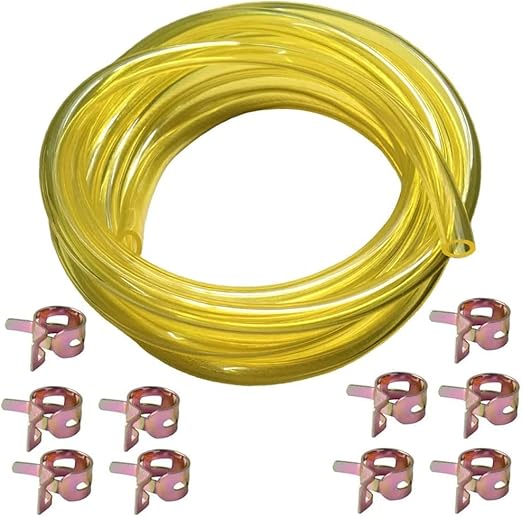 10 Feet Long Fuel Line Fuel Hose Fuel Tube 1/4" ID x 3/8" OD with Hose Clamps for small engines
