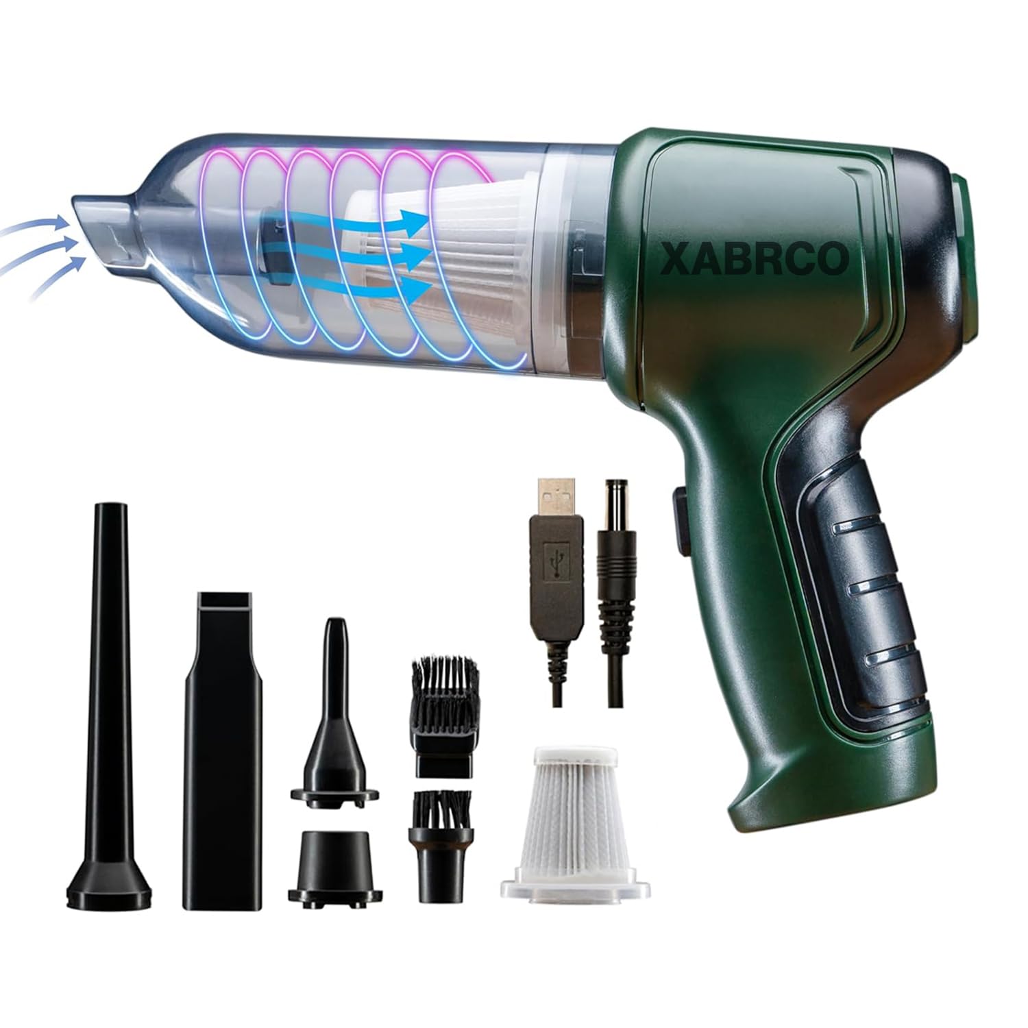 XABRCO Car Vacuum Cleaner 6 in 1 Portable Handheld Air Blower for Cleaning Dust 120W High-Power Vacuum Cleaner Home, Best Car Accessories 2025, Vacuum Cleaner for Car Use, Car Cleaning Kit
