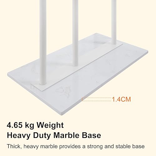 Miniatura 3 de Perchero independiente con base de mármol, perchero de metal resistente, soporte de árbol para sombreros, para esquina, dormitorio, entrada, sala de