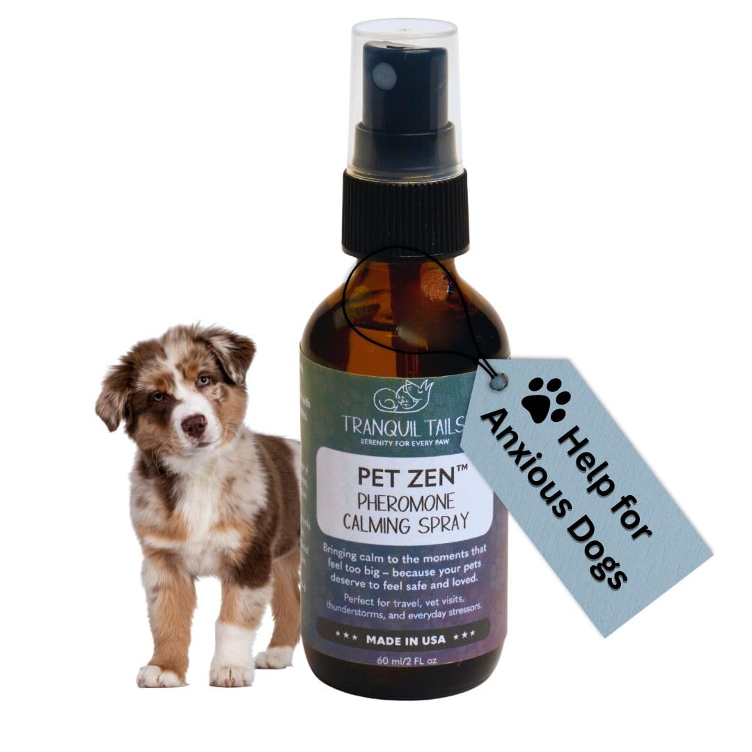 Tranquil Tails Pet Zen Pheromone Calming Spray for Dogs - Made in The USA - Alcohol-Free - for Carriers, Bedding, Travel & Vet Visits