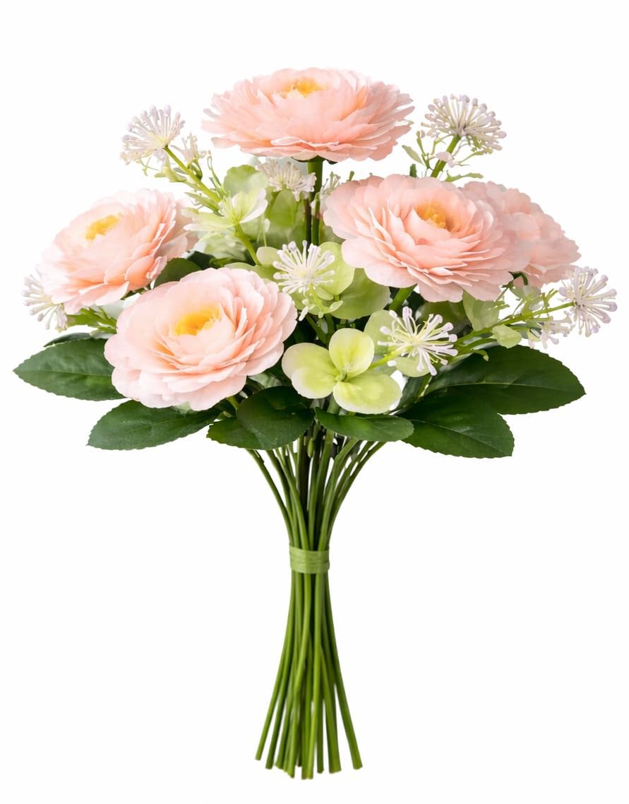1 Bunch Artificial Rose Flower (ONLY Flower -Without Vase Pot) for Home Decor, Office, Bedroom, Balcony, Living Room, Table Decoration Items (Light Orange)-image-1