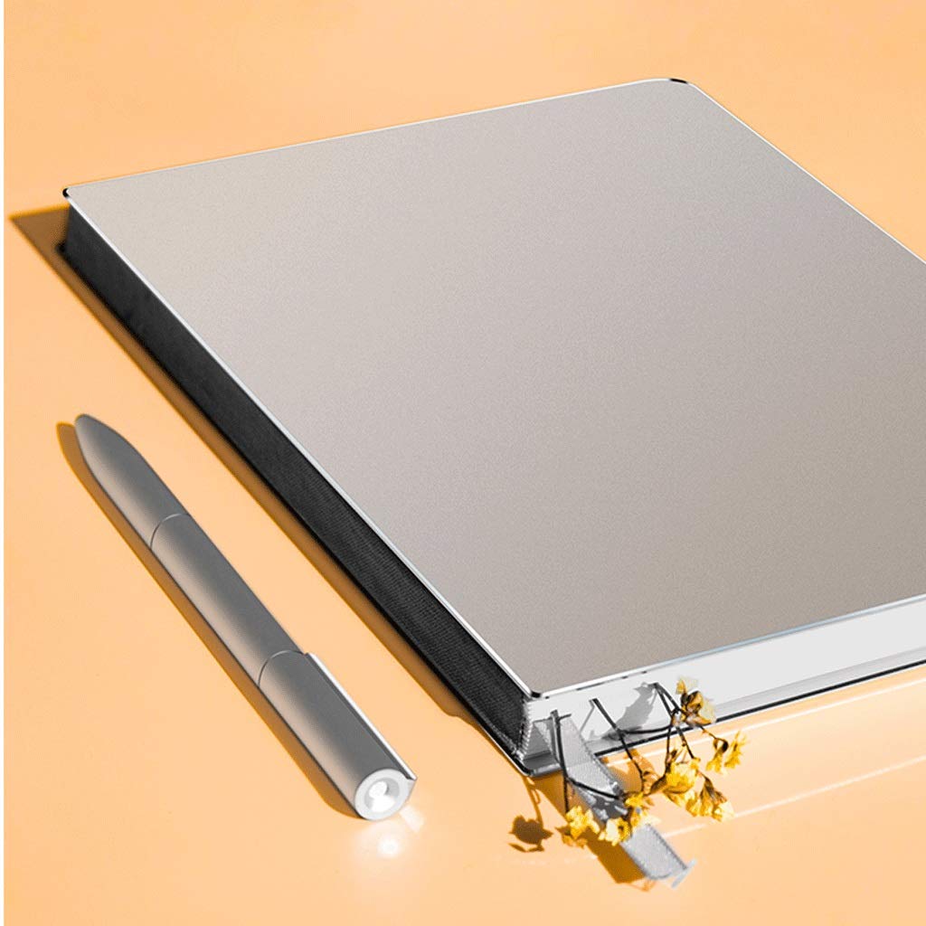 Journal A5 Metal Surface Dur Notebook Creative Horizontal Ligne intérieure Page Arrondie Coin Design Bloc-Notes Simple Exquis (Color : White)