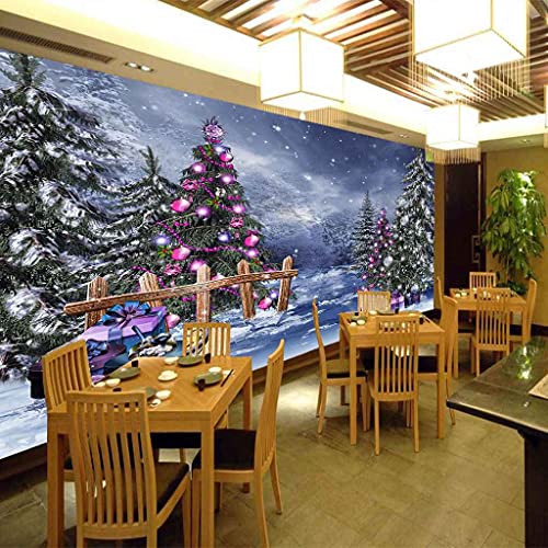 Toile murale auto-adhésive paysage de cèdre de Noël - 6