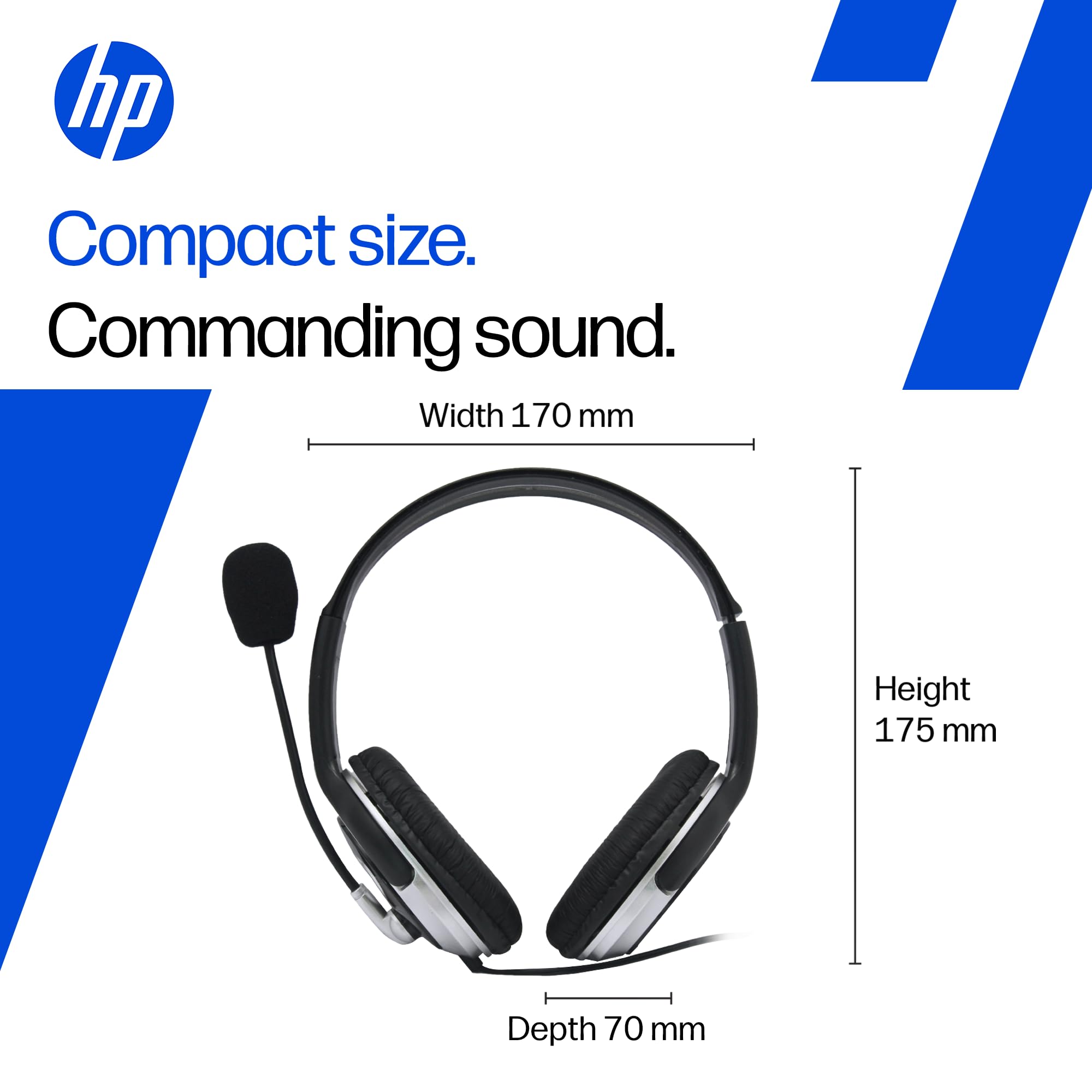 HP Wired On Ear Headphones with Mic with 3.5 Mm Drivers, in-Built Noise Cancelling, Foldable and Adjustable for Laptop/Pc/Office/Home/ 1 Year Warranty (B4B09PA) — Amazon image 5