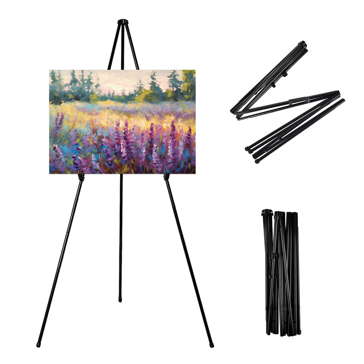 Display Easel Stand for Painting 63'' Portable Instant Tripod Collapsible Artist Easel Stand Display, Easy to Fold Tripod Art Canvas Painting Display for Wedding, Painting, Display Show