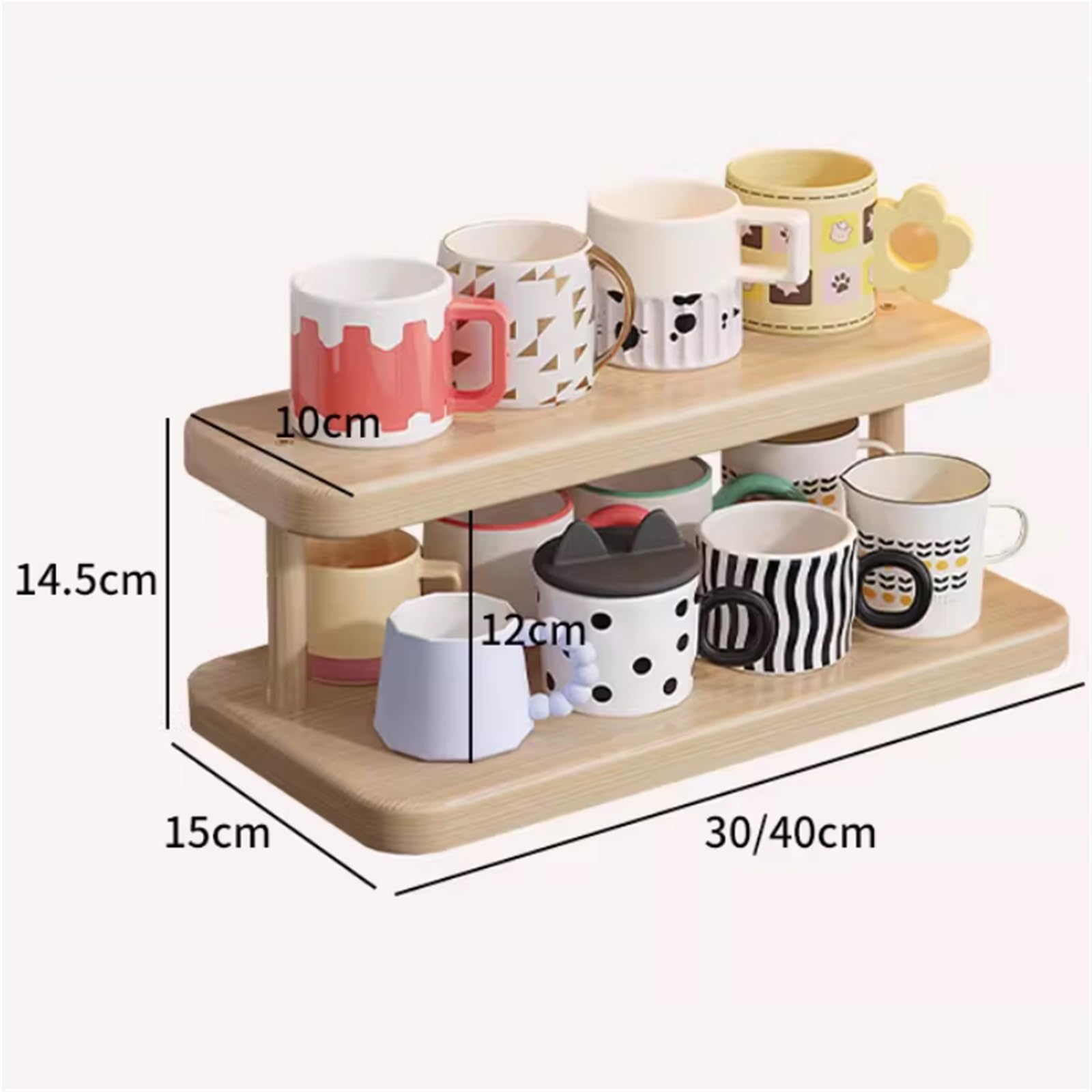 Para el coche Portavasos pequeño de escritorio hecho madera maciza, Almacenamiento simple, tazas té, café Ajuste(Medio)