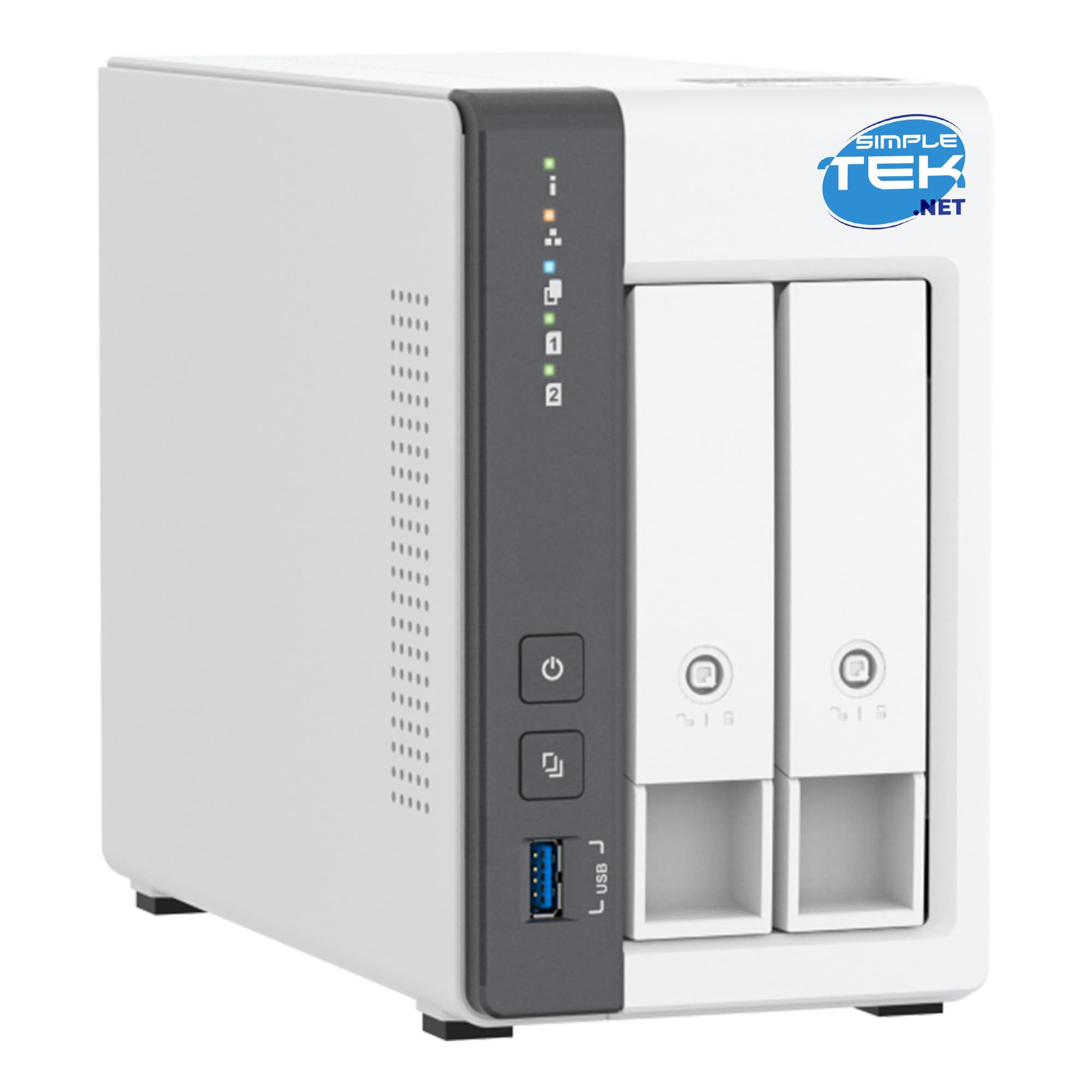 SIMPLETEK - Sistema NAS a 2 Bay (Slot) con 4 GB RAM e 2 SSD da 1 TB Inclusi (2 TB Totali), LAN 2.5 Gigabit per Cloud Domestico