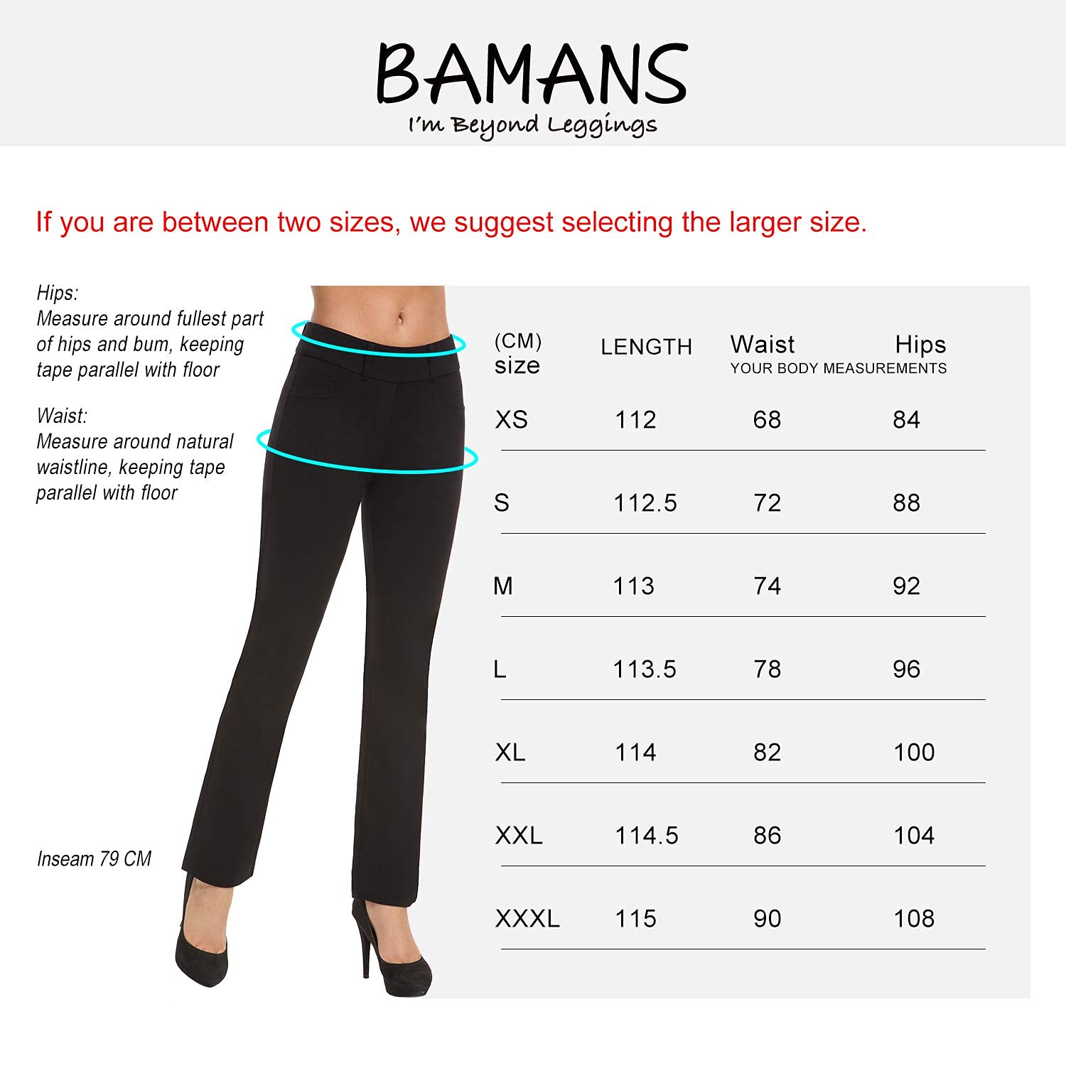 Bamans - Pantaloni lunghi stretch da donna, eleganti,a vita alta, casual, per il tempo libero e l’ufficio, colore nero, Nero , L