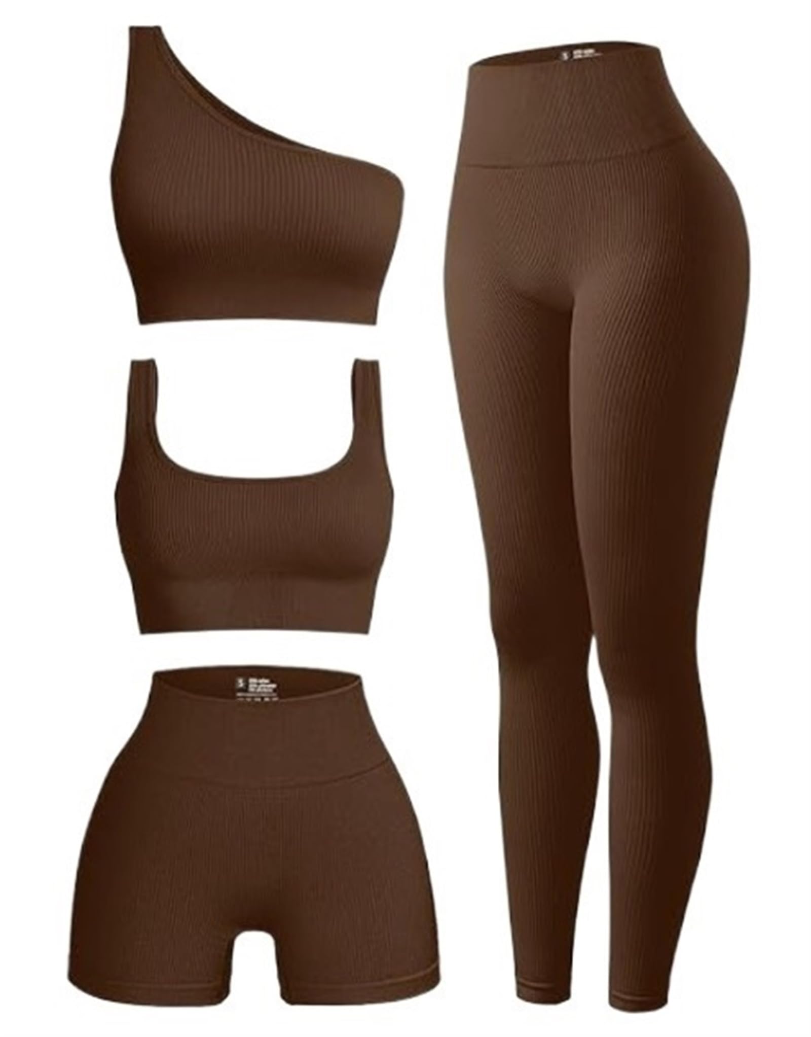 KIRYU Conjunto de 4 piezas de entrenamiento para mujer, conjunto de ejercicio de pilates, cuello redondo, brasier deportivo, pantalones cortos, leggings, ropa de gimnasio