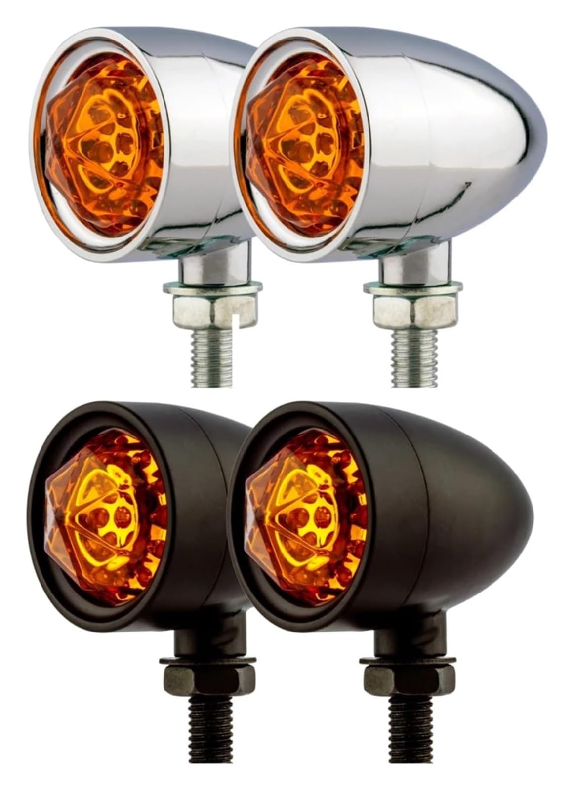 Indicatore di direzione Moto Moto Freccia Spia di Segnalazione Indicatore Direzione per Luci Posizione dei Freni Lampeggianti(Chrome)