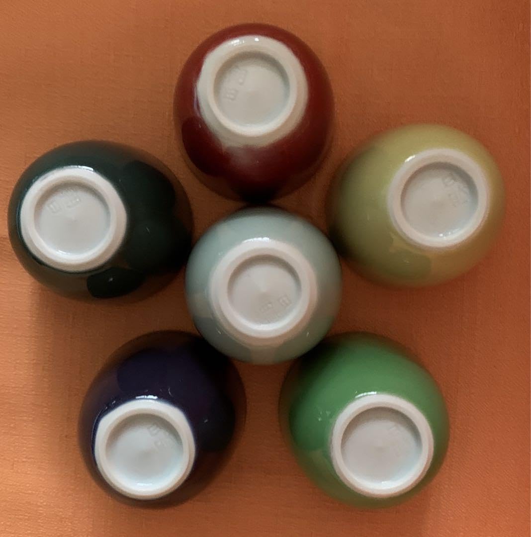 遠州七窯 古朝日焼 五色窯変 美しい色替煎茶碗(五客)☆時代物☆稀少