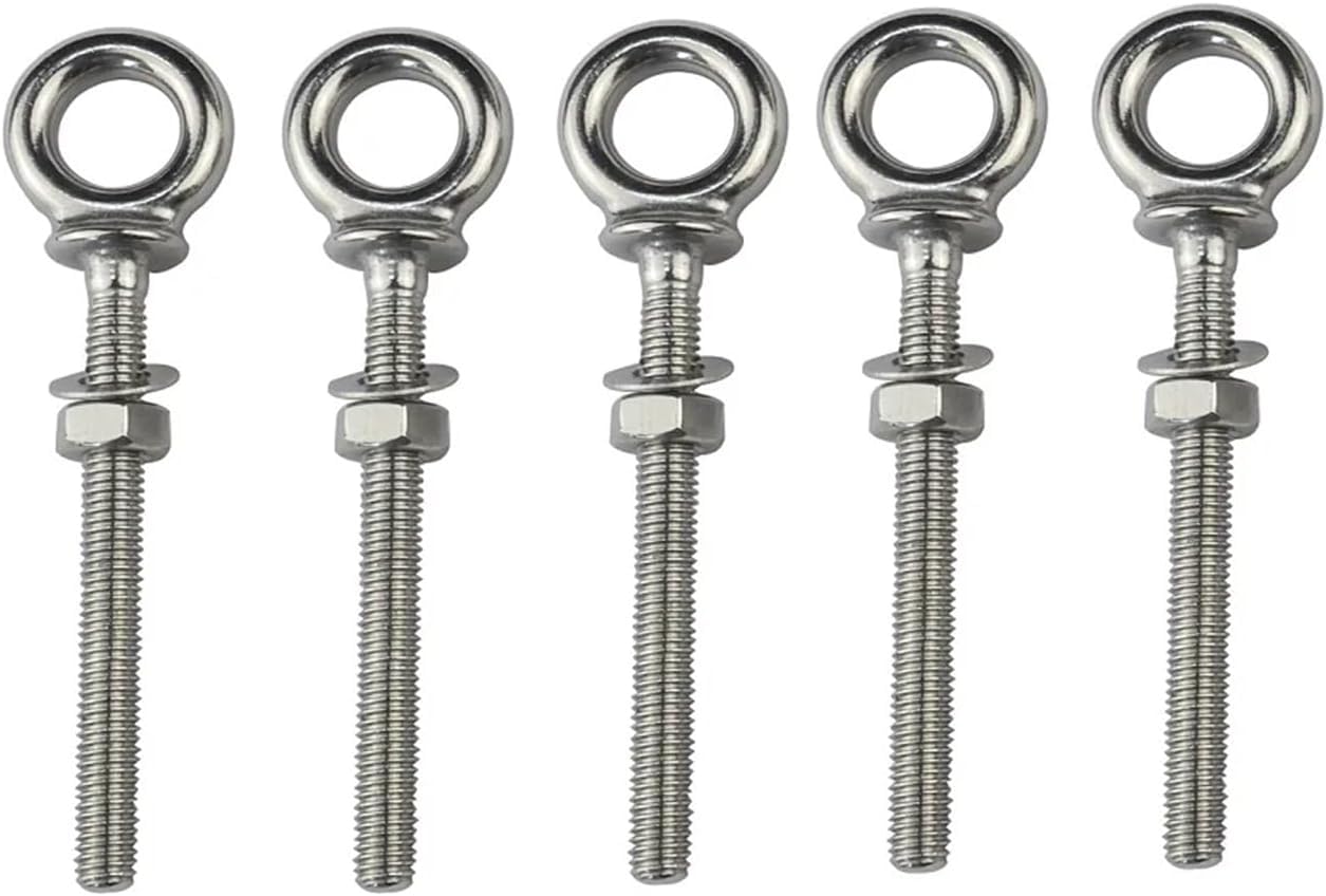 Śruby oczkowe, śruby oczkowe o dużej wytrzymałości, śruby oczkowe i nakrętki 5 szt. Śruba oczkowa do podnoszenia maszyn ze stali nierdzewnej 316 z nakrętką barkową M6 M8 M10 Ciężki sprzęt do olinowani