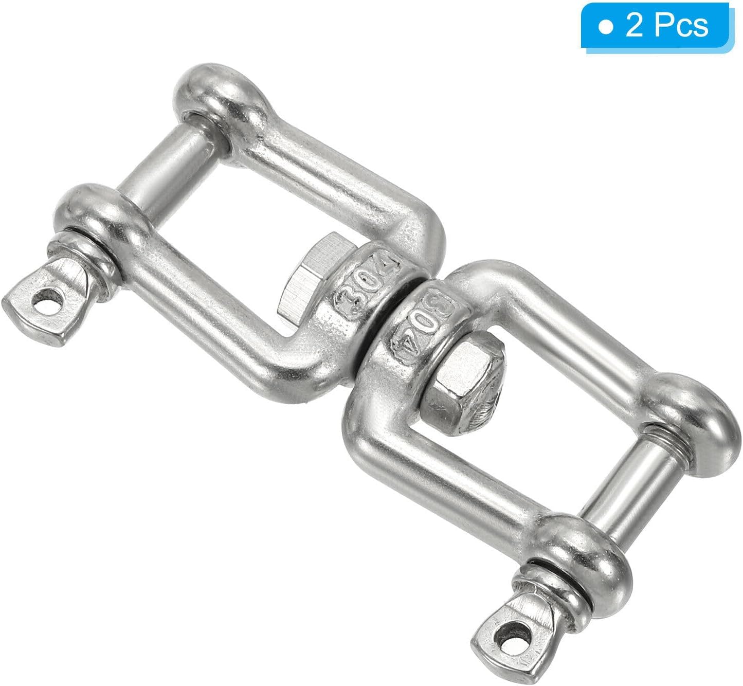 Toolparts And Accessories 2Pcs Double Shackle Swivel Hook M6 Working Load 300kg/66lbs For Hanging (#CN#130824-09436)