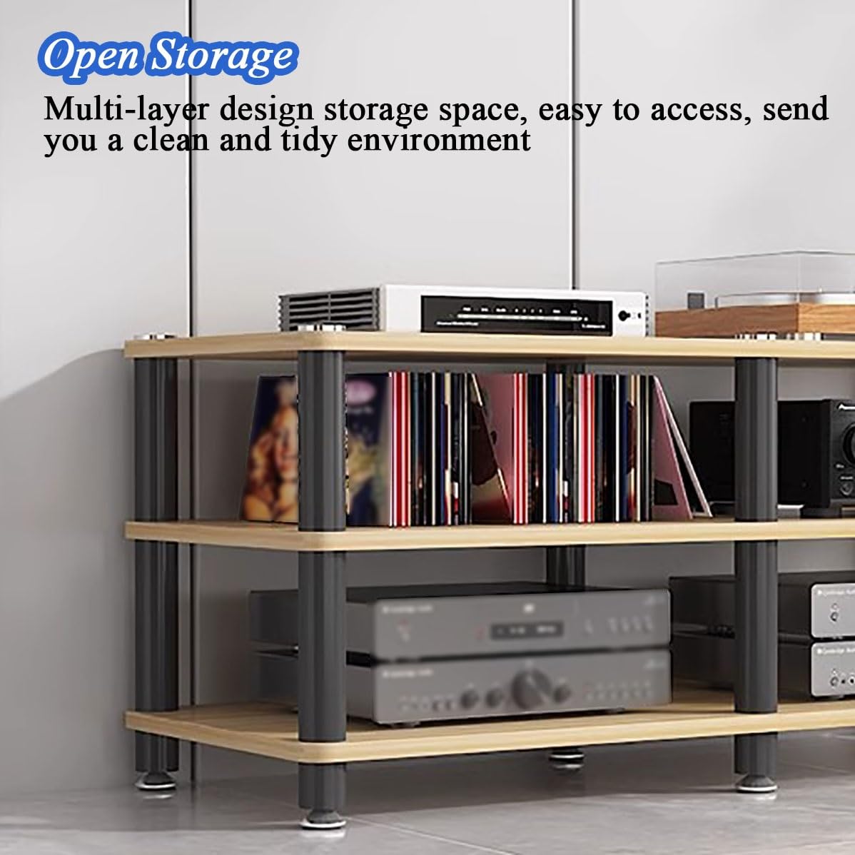 4-poziomowy stojak audio HiFi do rozrywki domowejMedia TV StandCorner Stereo TowerGramofon i wzmacniacz PółkaKonsola do gier i odtwarzacz płyt