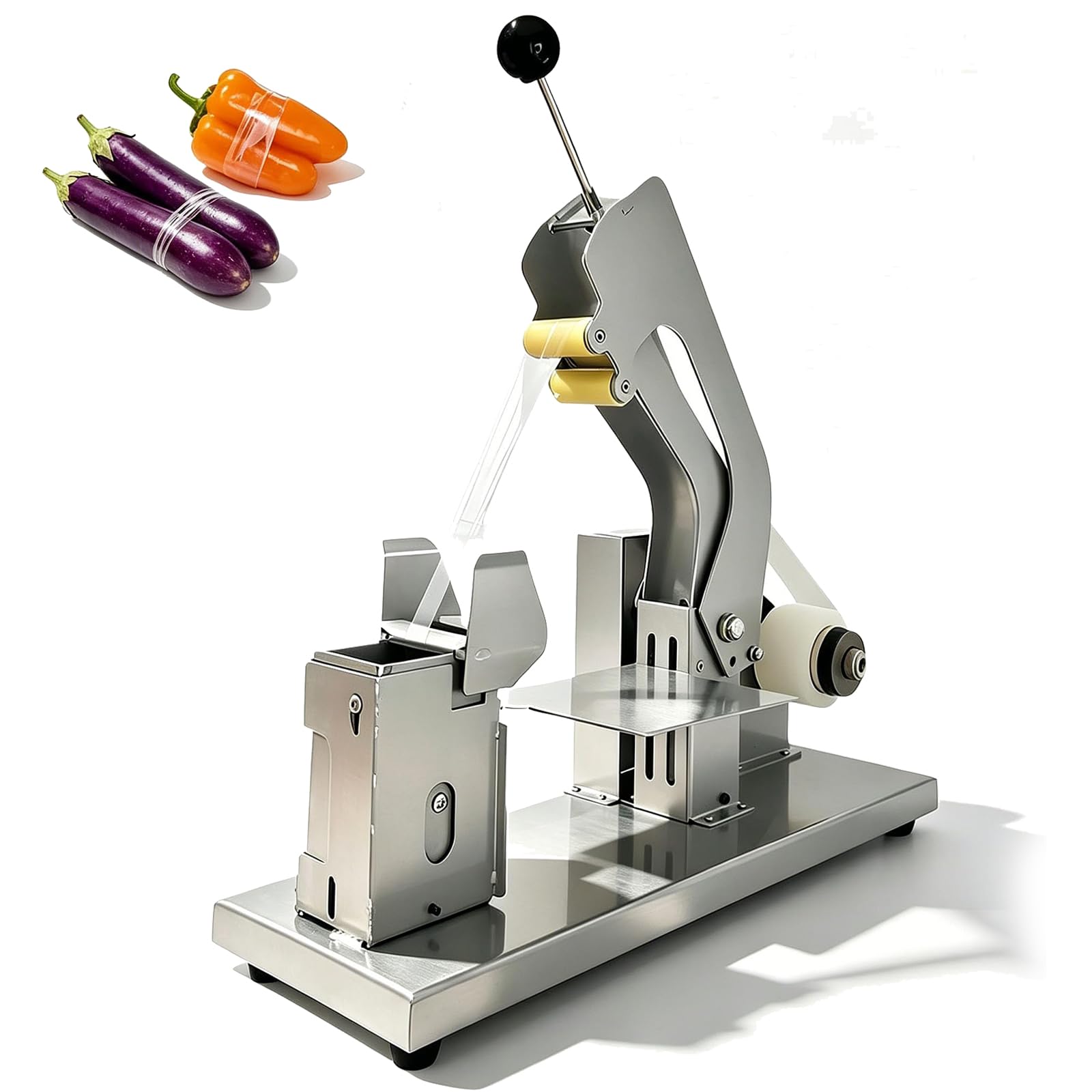 YXZYFPP Vegetable Tying Machine, Semi-Automatic Vegetable Bundling Machine with 2 Rolls of Film, Adjustable Worktable, PE PVC Packaging Machine for Supermarkets & Farm Shops